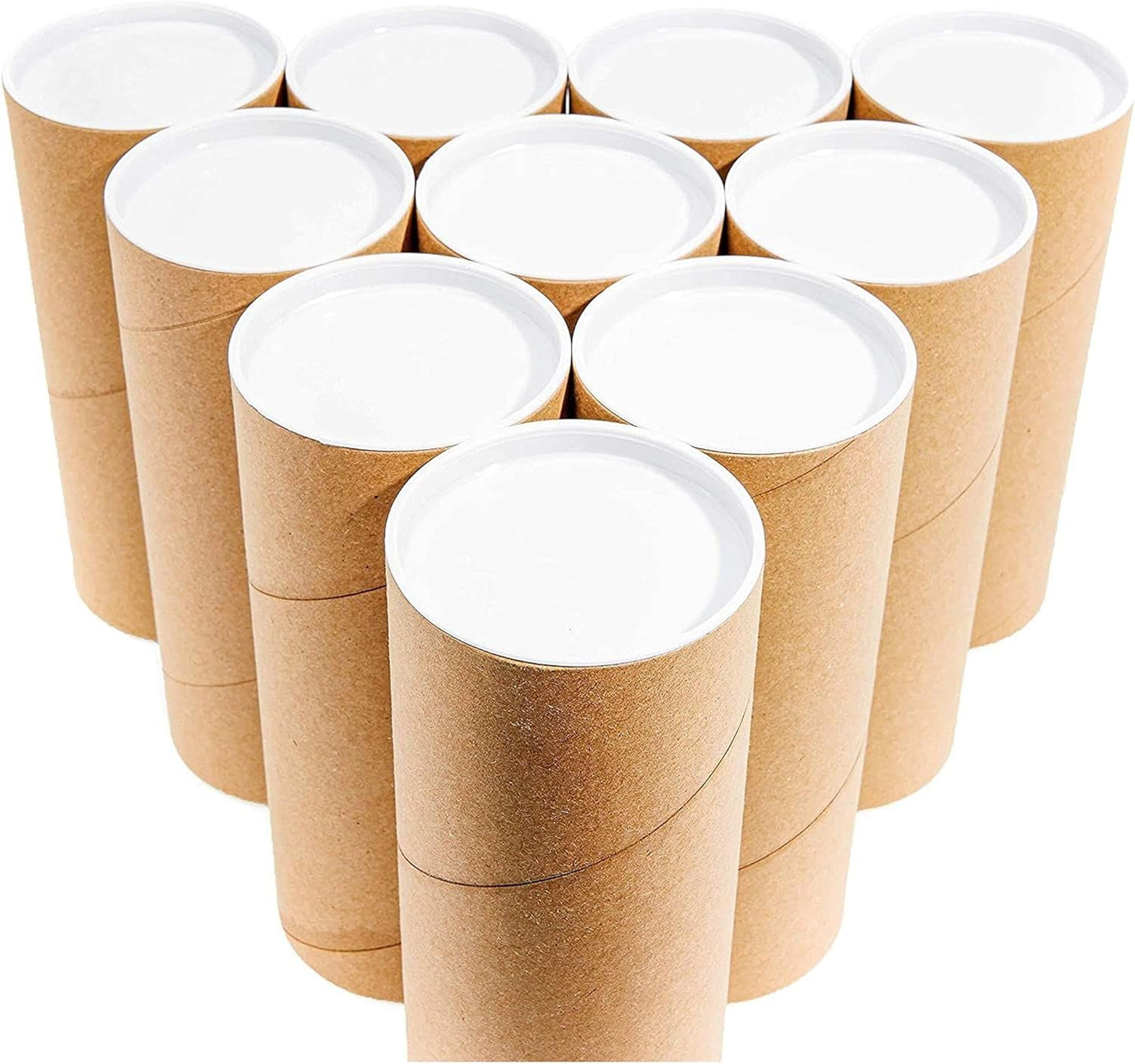 Juvale 10-Pack Mailing Tubes & Caps - 3 x 7 in Brown Mailer - Durable 3-Ply Spiral Round Cardboard Cylinder for Crafts & Secure Packaging