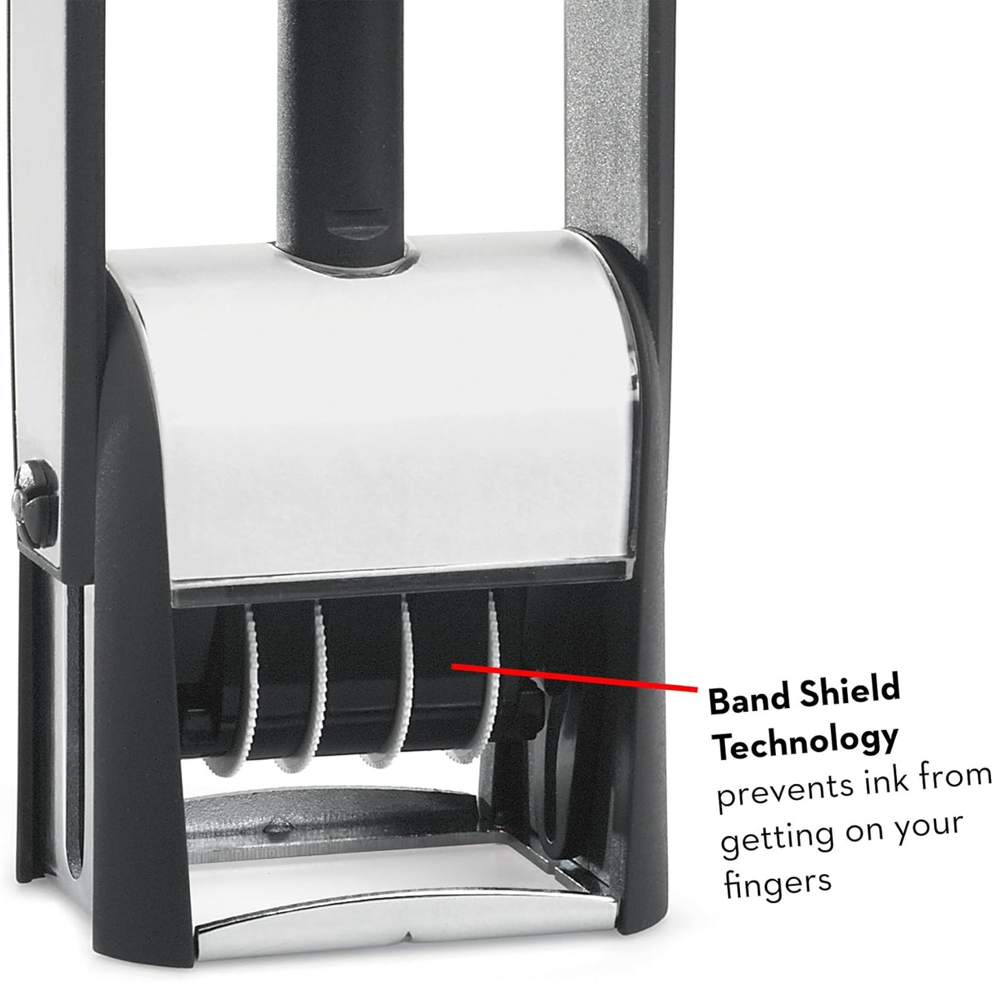 Heavy Duty Date Stamp with Your Custom Text, Self Inking Stamp - 1" x 1-5/8” - 2-Color Blue/Red Ink