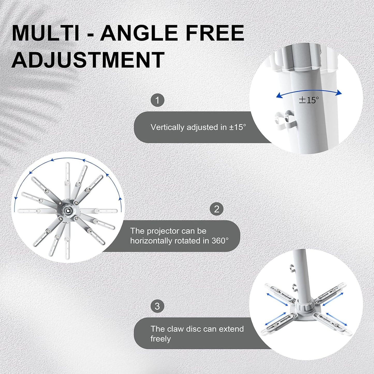 Jomard Universal Projector Ceiling Mount, Adjustable Height Extendable Arms, Wall Or Ceiling Projector Mount for Home and Office
