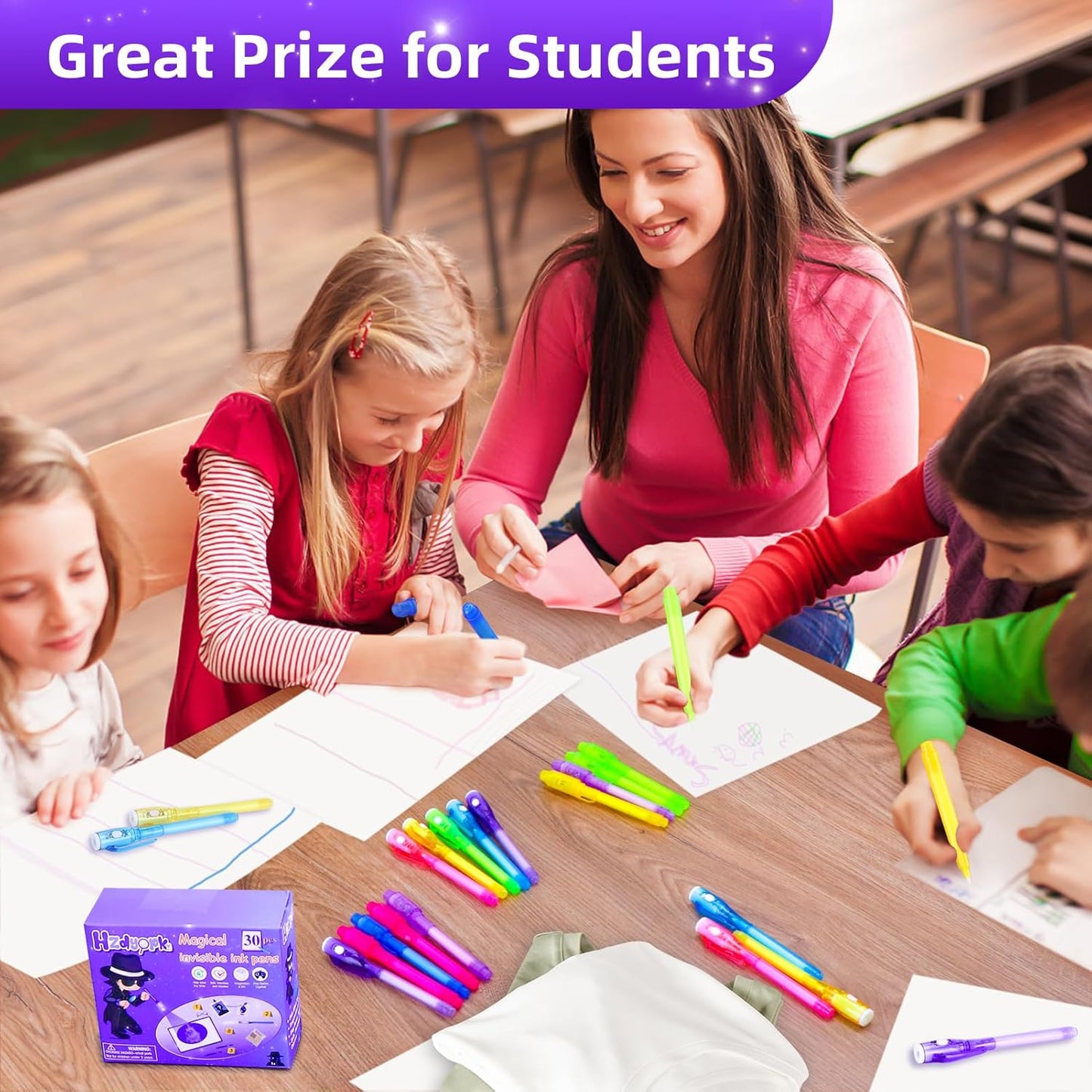 30PCS Invisible Ink Pen, Spy Invisible Ink Pen With UV Light, for Kids Halloween Party Favor, Christmas Gift Funny Pens for Children Classroom Prizes Birthday Party