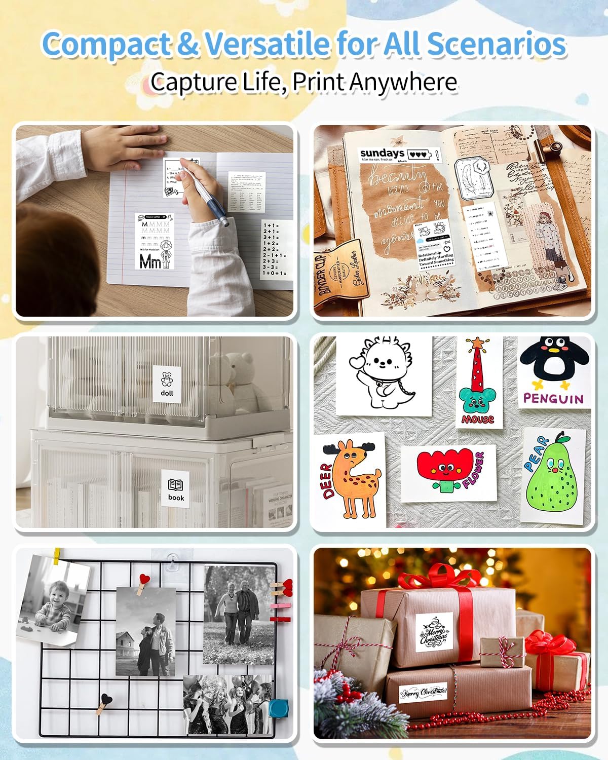 iDPRT Sticker Maker, Portable Thermal Printer with 1 Roll Sticker Paper, Bluetooth Inkless Printer Mini Label Maker for Study, DIY, Notes, Mini Label Maker with Multiple Template in Free App (Blue)