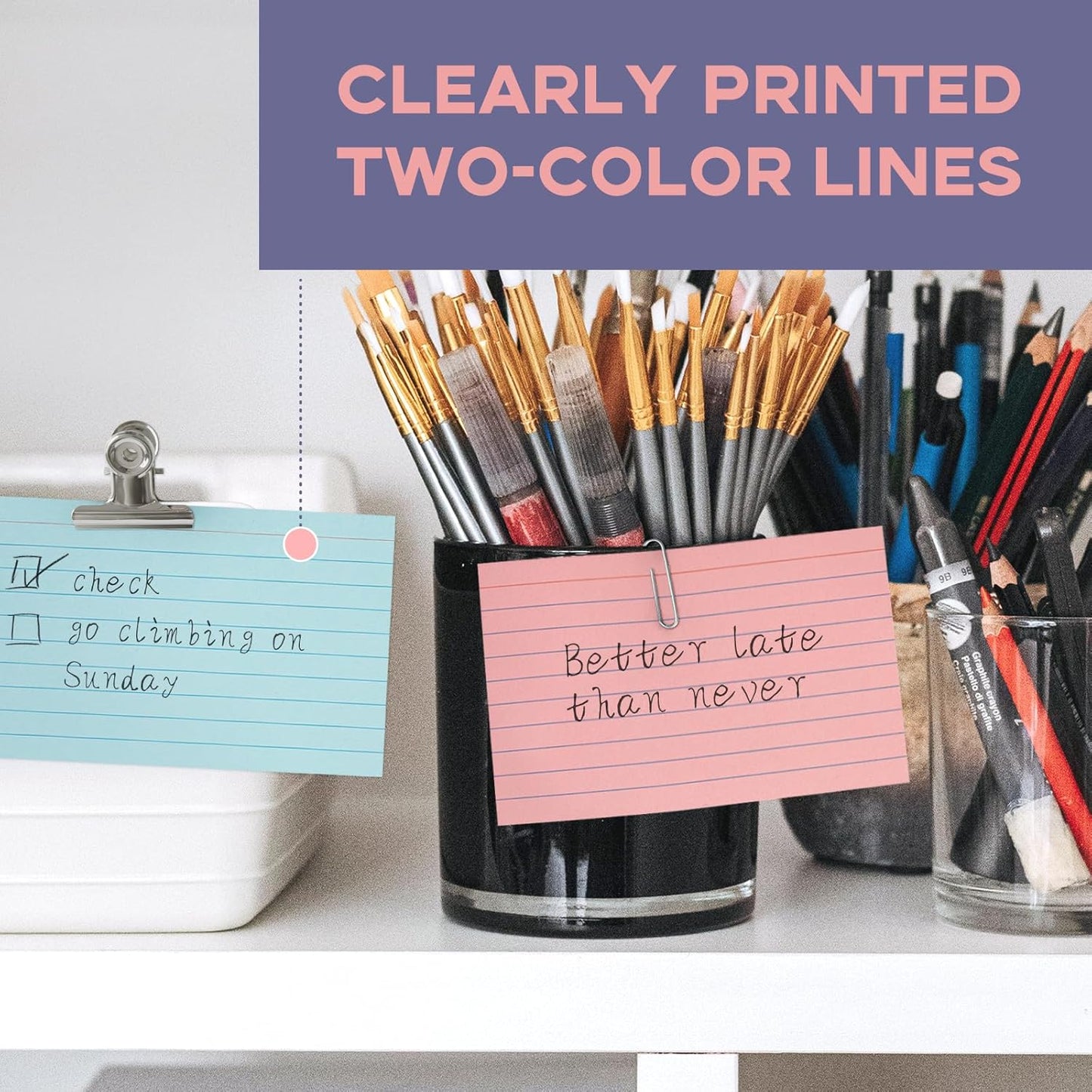 300PCS Colored Index Cards 5x8, Goefun Ruled Flashcards, 4 Color Notecards for Studying, Recipes, Memo Cards, Office Supply, DIY, Presentation