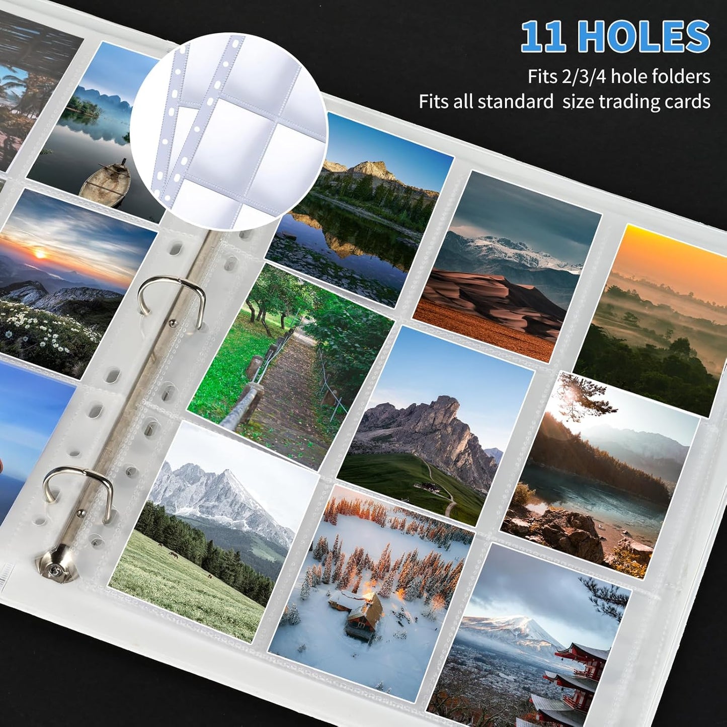 9 Pocket Card Sleeves, Holds 1800 Cards, Trading Card Binder Sleeves, 3 Ring 9 Pocket Pages for Sports Cards, Coupons Cards, 100 Pack, Game