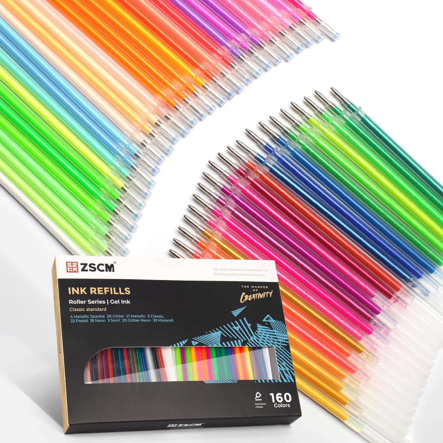 160 Colors Gel Pen Ink Refills, Glitter Neon Gel Ink Pens Refills Replace Cartridges for Glitter Gel Pens Set,for Kids Drawing Adult Coloring Books Journaling Women Gifts, No Repeats