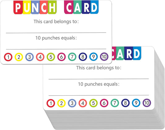 102 PCS Punch Cards Incentive Loyalty Reward Card for Classroom Business (3.5" x 2")