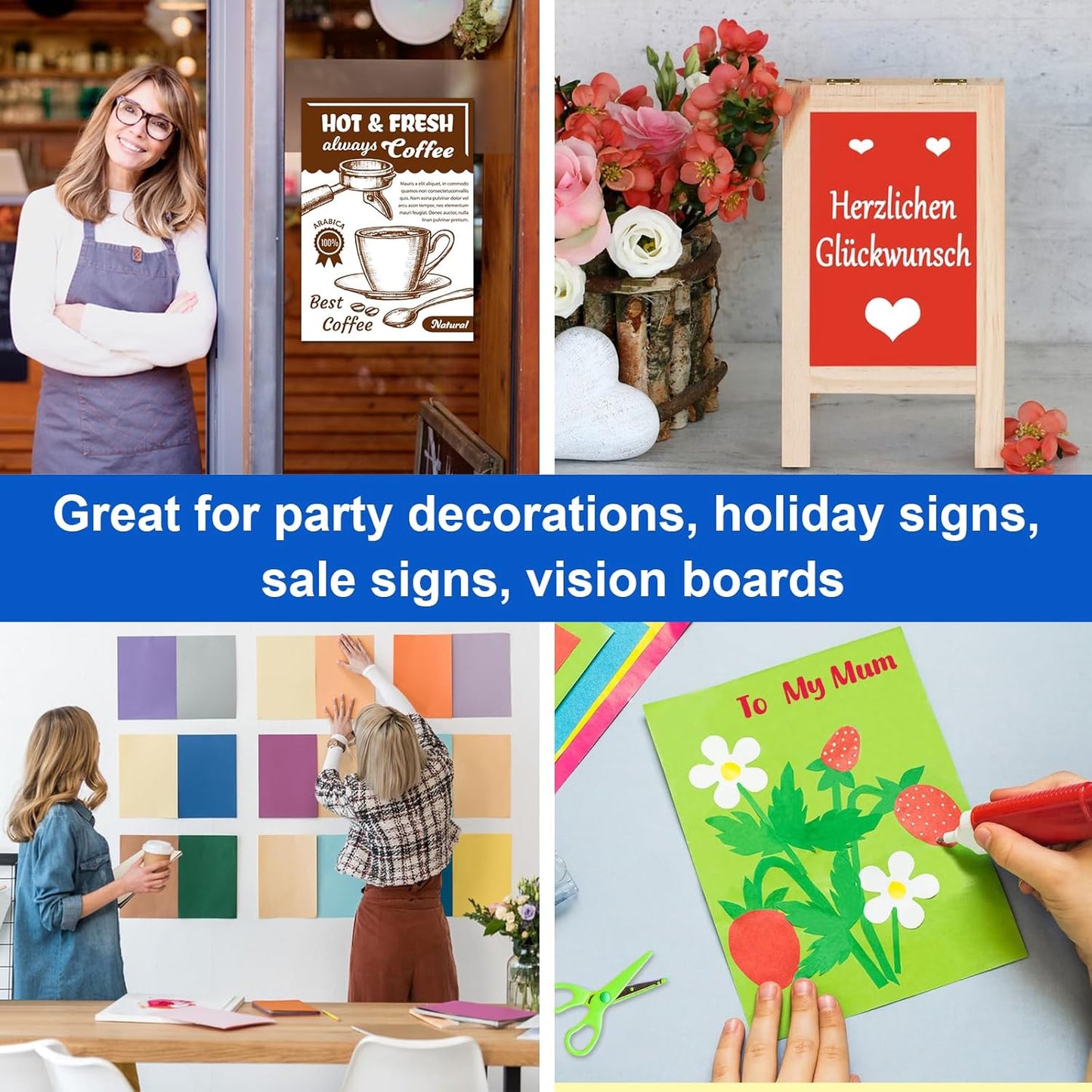 50 Pcs 11" x 14" Colored Poster Board Paper ROOKEA Colorful Poster Board Bulk 230 Gsm Thick Vision Boards Blank Smart PosterBoard for School Arts Craft Projects Drawing Scrapbooking Graphic