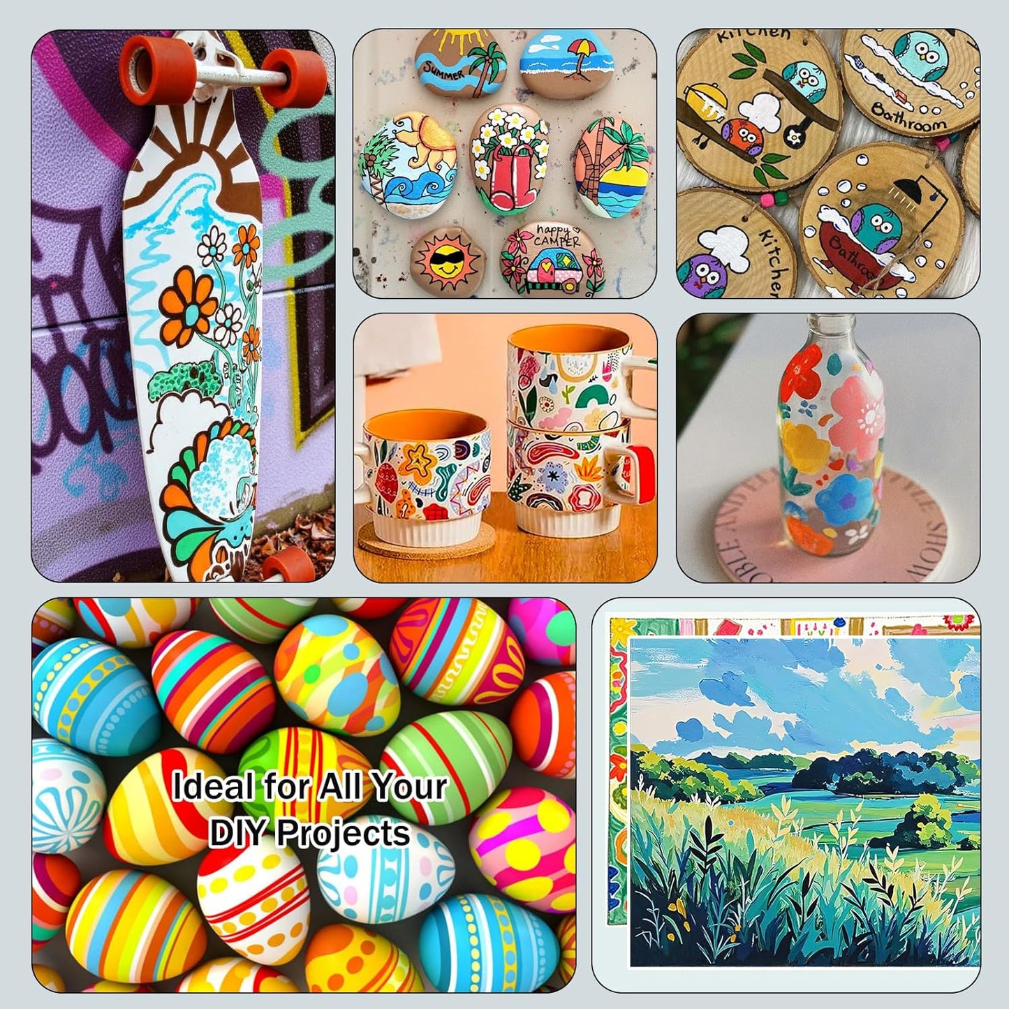 JRQ 120 Acrylic Paint Markers Paint Pens - Direct Liquid System & Brush Tip, Acrylic Markers for Wood, Rock Painting, Glass, Canvas, Ceramic, Fabric, Plastic, DIY Art Crafts Supplies