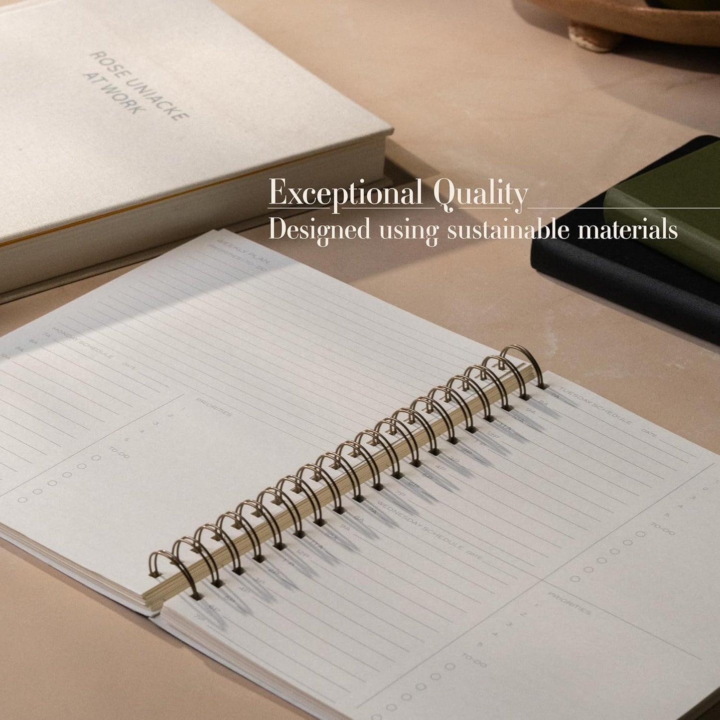 Anecdote 2026 Planner (8.5" x 10") Daily Planner Weekly Monthly Planner - 52 Weeks w/Library Buckram Cover, Brass Spiral - A4 Size Bleed-Resistant Paper – Mustard