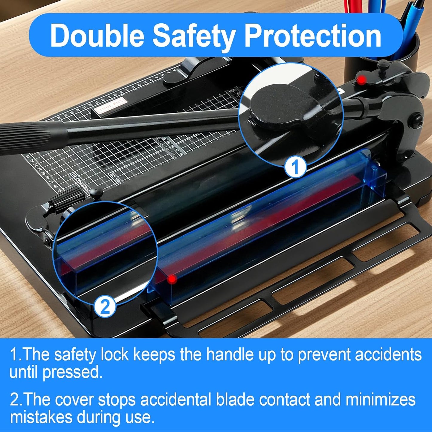 12" Guillotine Paper Cutter, Solid Steel Construction Paper Cutter for A4 Paper, 400 Sheet Capacity Guillotine Paper Cutter for Coupon, Craft Paper and Photos, Black