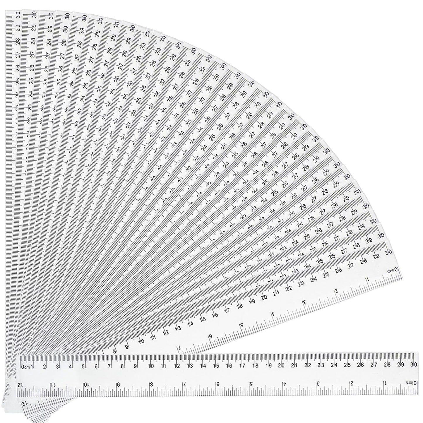 30 Packs Clear Plastic Ruler 12 Inch with Centimeter and Millimeter, Metric Rulers Bulk for Kids Classroom School Office