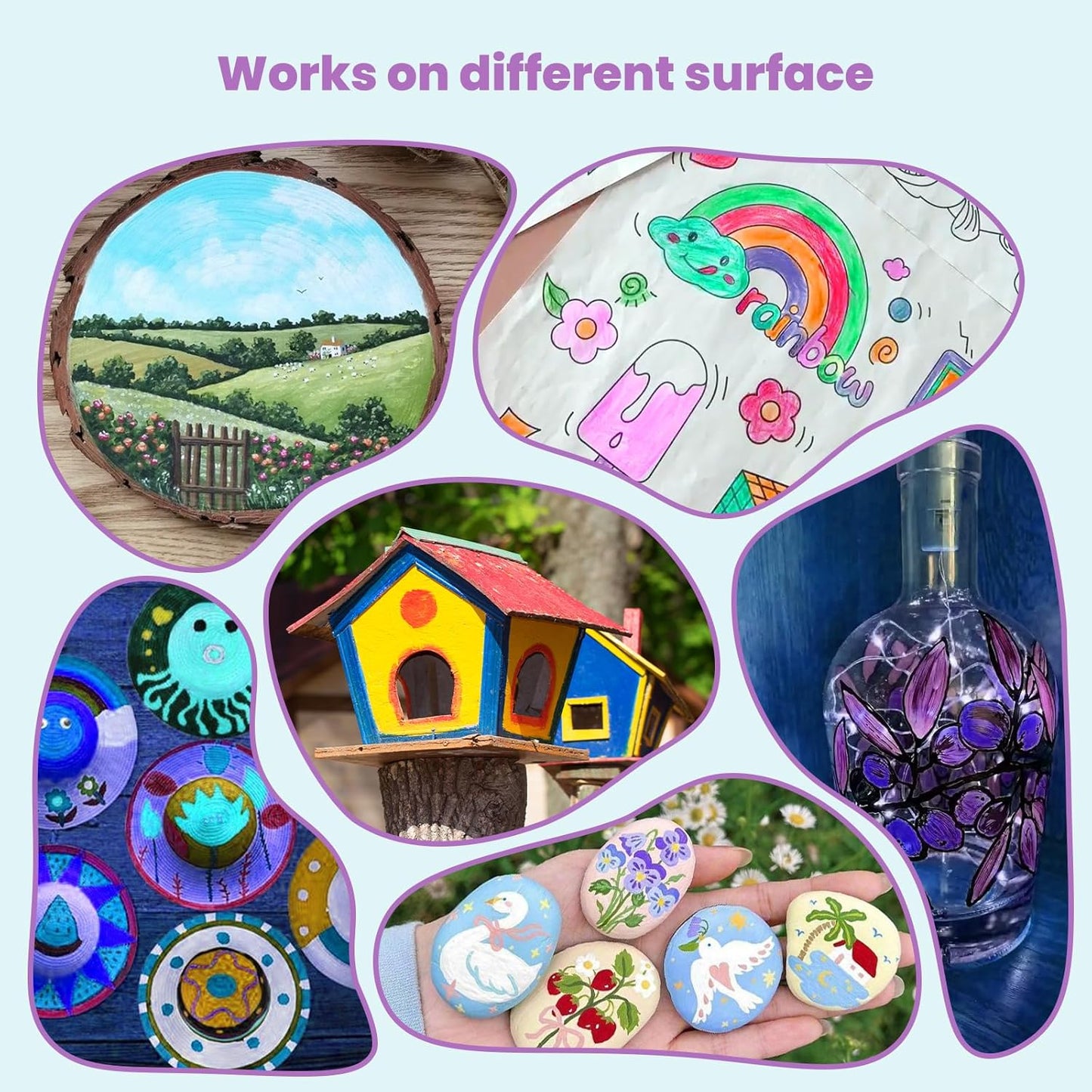 Acrylic Paint Markers 16 Colors 8 PCS Dual Tip Acrylic Markers for Adult Coloring Books No Bleeding Ideal for Glass,Ceramic,Wood,Canvas,Stone,Fabric, Rock Painting, Art Supplies