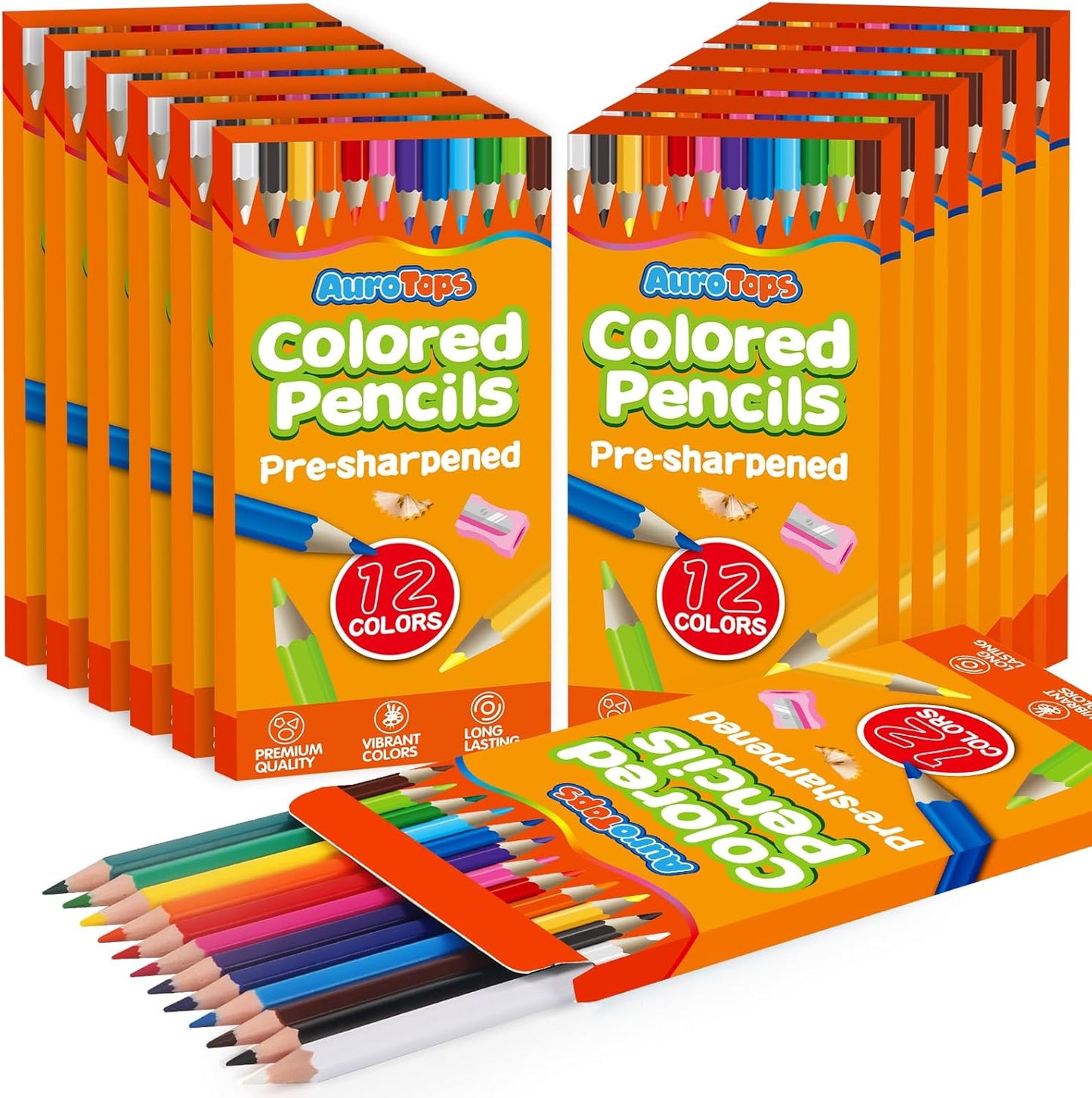 12 Pack Colored Pencils,144 Count Pre-Sharpened Colored Pencils Bulk,12 Color Pencil for Classroom Prizes Gifts,Back to School Supplies,Coloring Pencil Art Supplies for Kids