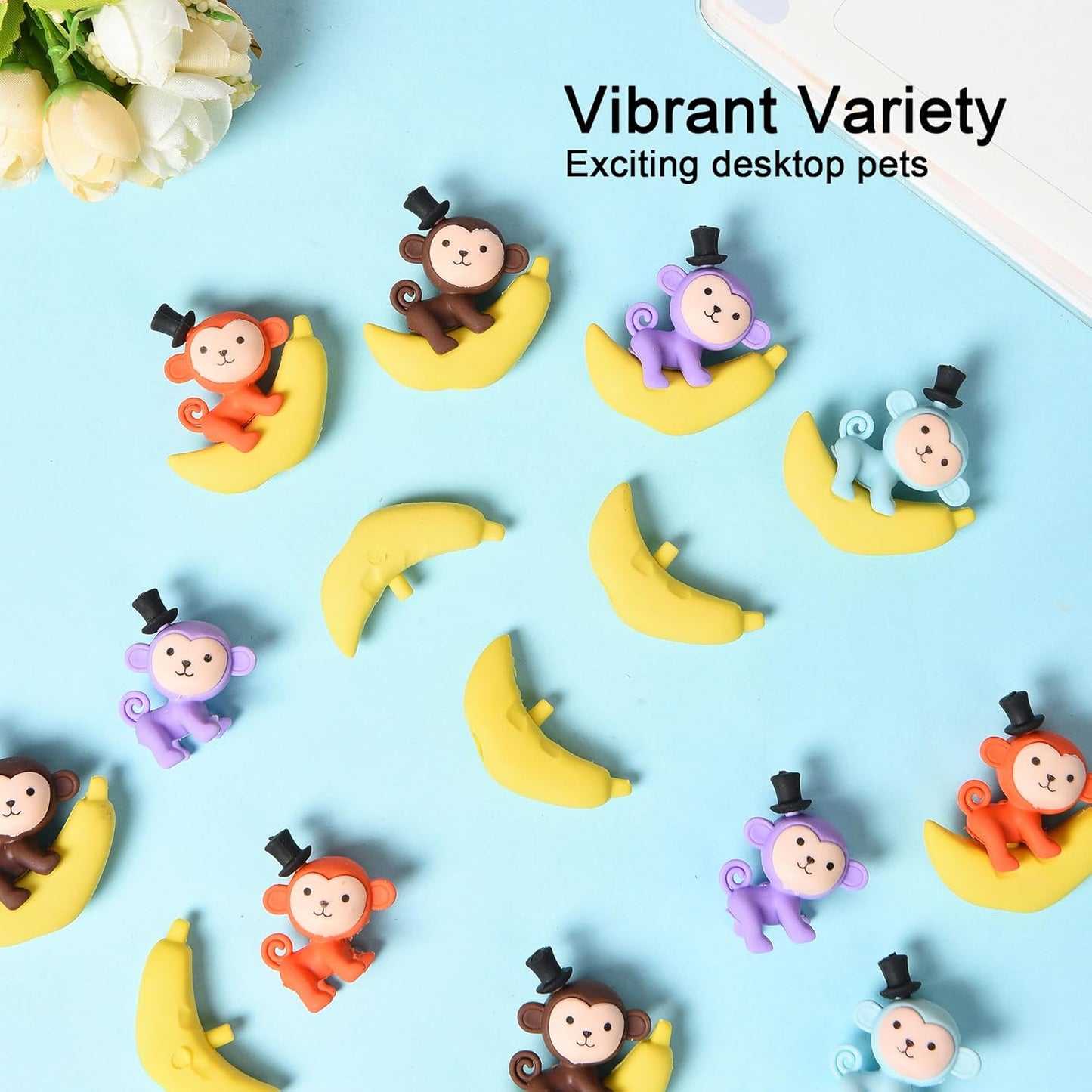 16Pcs Pencil Top Erasers for Kids, 3D Cute Monkey Pencil Toppers, Bulk Fun Pencil Cap Easters for School Classroom Supplies Prize Gifts Party Favors