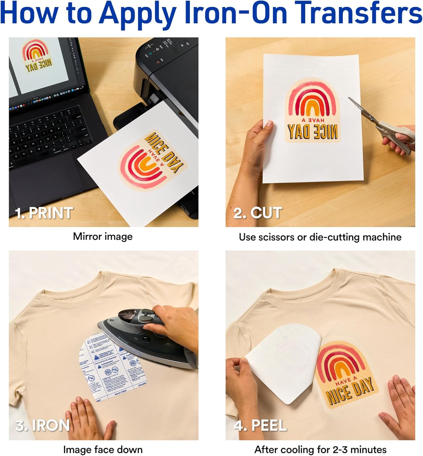 Avery Printable Heat Transfer Paper for Light Fabrics, 8.5" x 11", Inkjet Printer, 12 Iron On Transfers (3275)