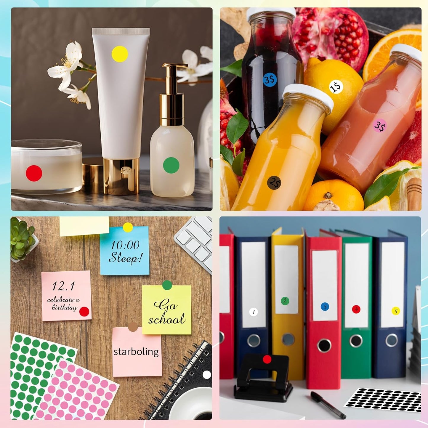 2520 PCS Colored Dot Stickers, 1/2'' Small Colored Dot Stickers Round Labels - 12 Colors