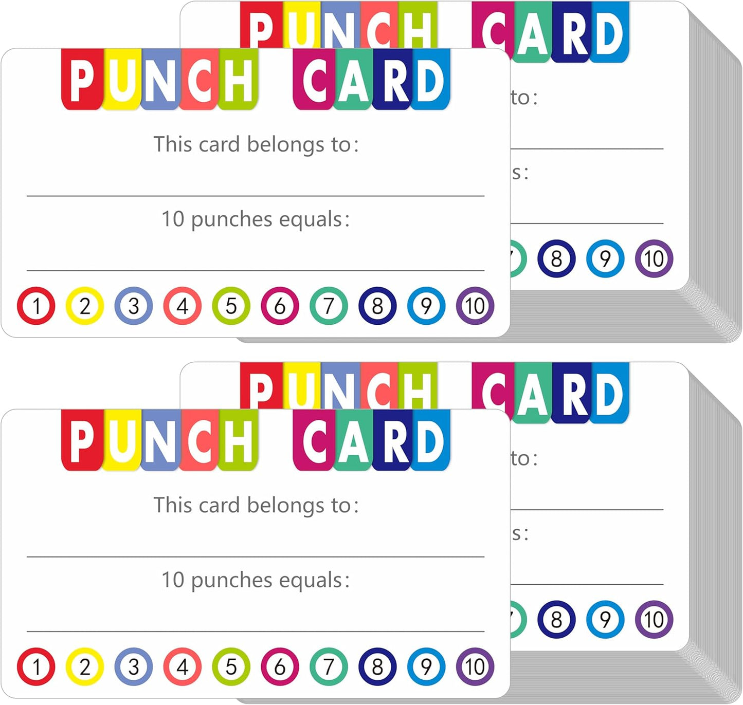 332 PCS Punch Cards, Incentive Reward Card Student Awards Loyalty Cards for Business, Classroom, Kids Behavior, Students, Teachers, 3.5” x 2”
