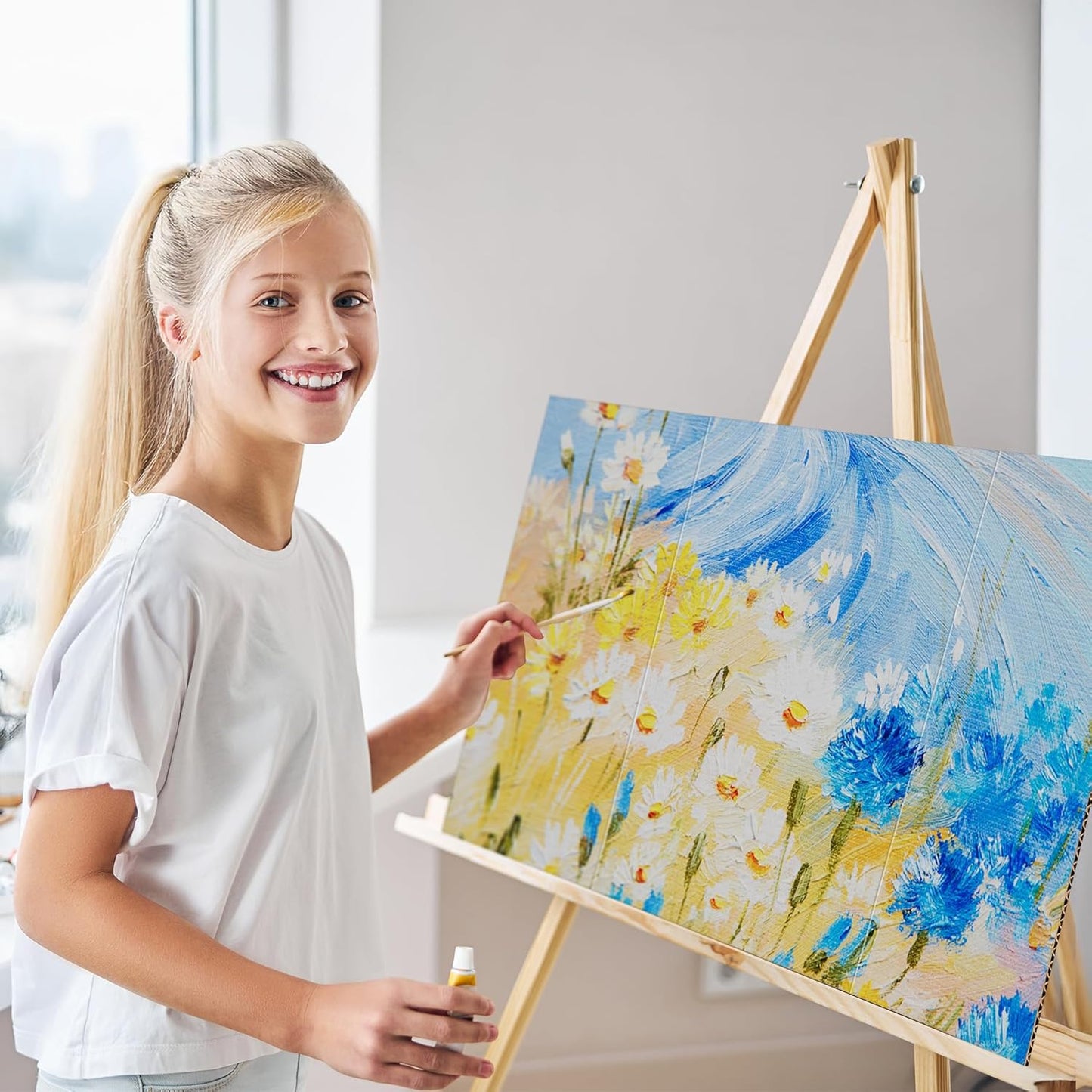 6 Pack Medium Trifold Poster Board, 26" x 16" White Corrugated Cardboard Tri Fold Poster Boards for Presentation, School Projects, Science Fair, Photo Display Exhibitions Event