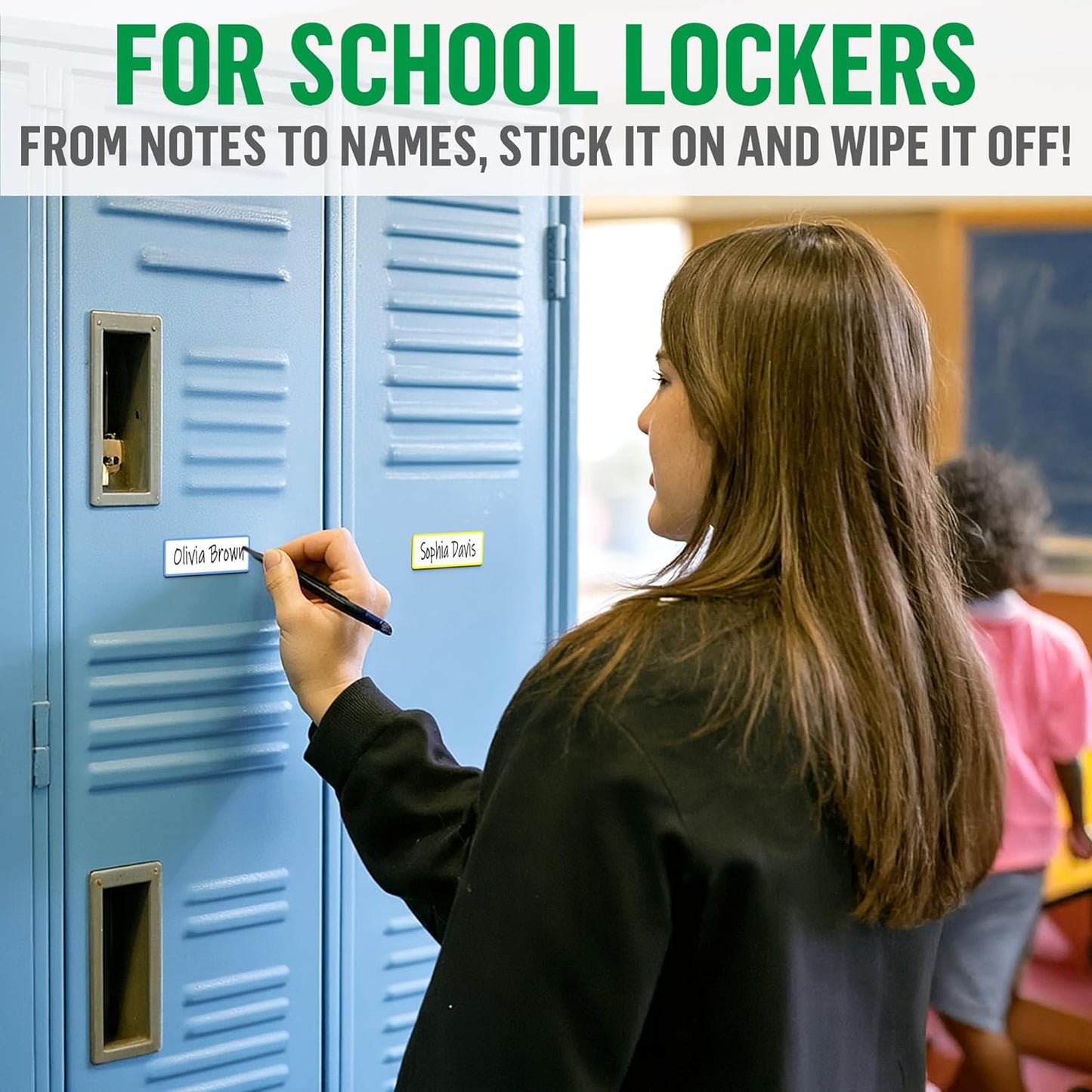 50 Pack Dry Erase Magnetic Labels 3.2x1.2 in - Magnetic Name Tags for Classroom Lockers School Bus - Classroom Magnets for Names - Magnet Labels for Whiteboard - Magnet Names Plates for Classrooms