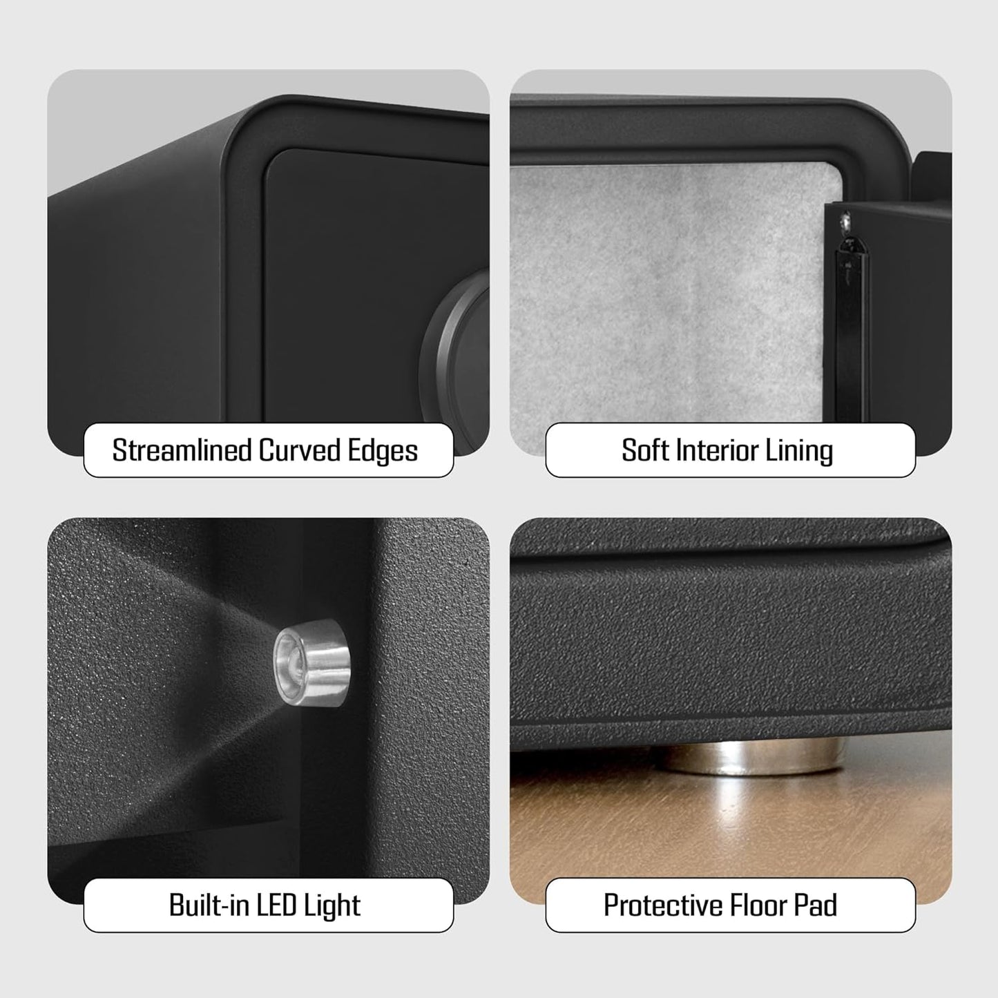 Home Safe Box, Digital Small Personal Safes, caja fuerte, Security Money Closet Electronic Lock Box with Keypad for Pistol Cash Jewelry, Document, Hotel, Dorm, Office (1.0cuft Black)