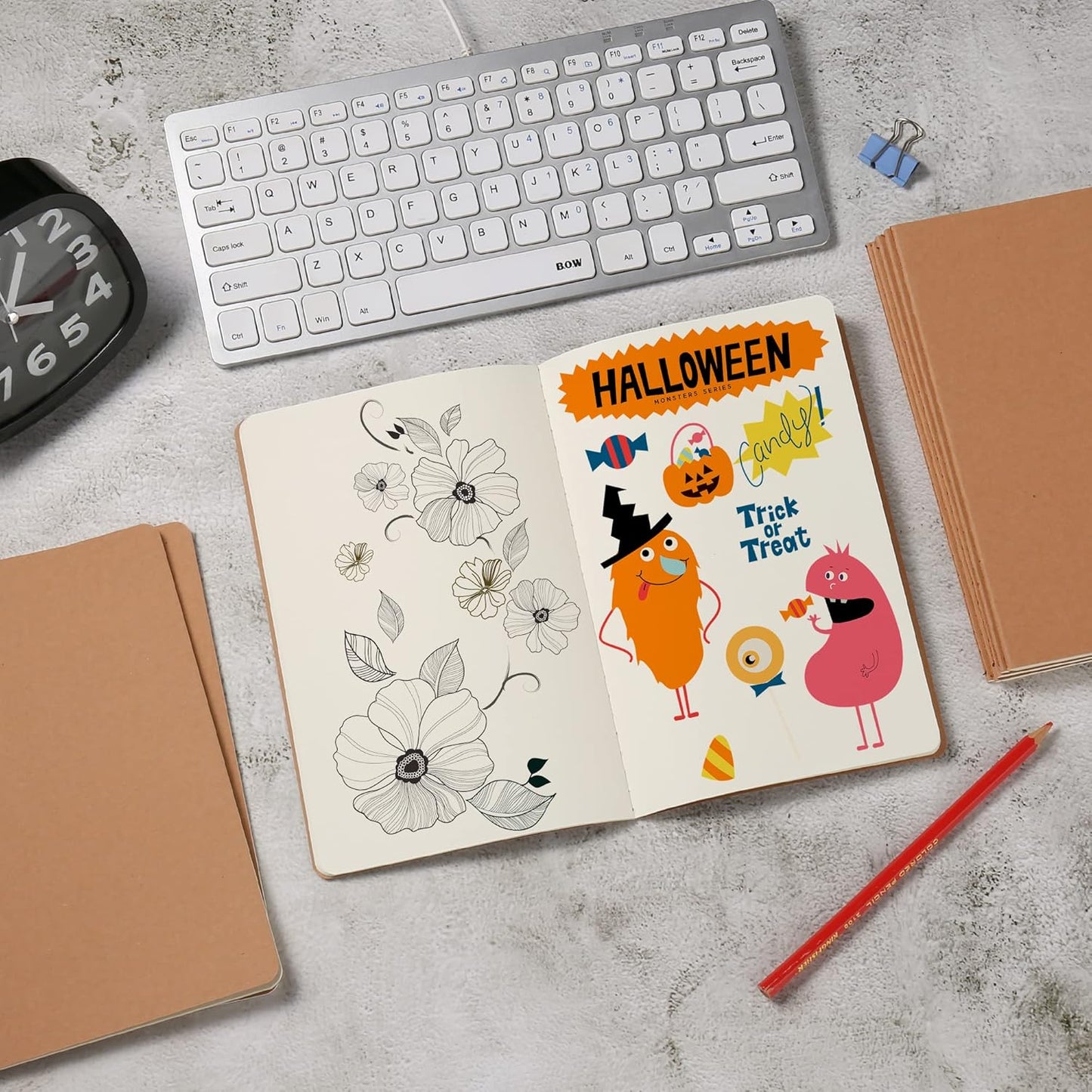 24 Pack Blank Notebook & Journal Bulk, Kraft Cover, Unlined Plain Thick Paper, A5 Size, 5.5x8.3 inch, 60 Page, Small Sketchbook Subject Note Pad Set for Women Men Kids Traveler Student Office