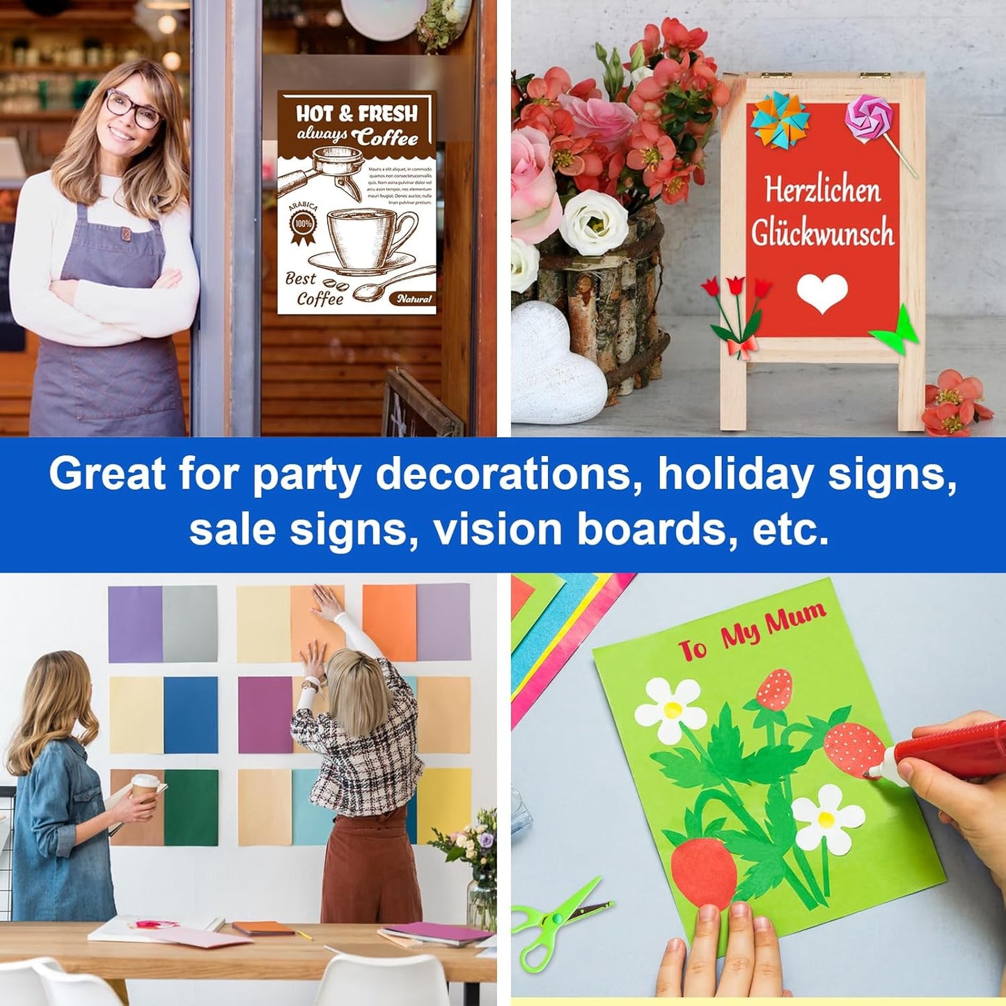 50 Pcs Poster Board Colorful Paper 11.7x16.5, ROOKEA Vision Boards Bulk Blank Graphic Display Posterboard Card Paper for Kids School Classroom Arts Craft Projects Drawing Scrapbooking