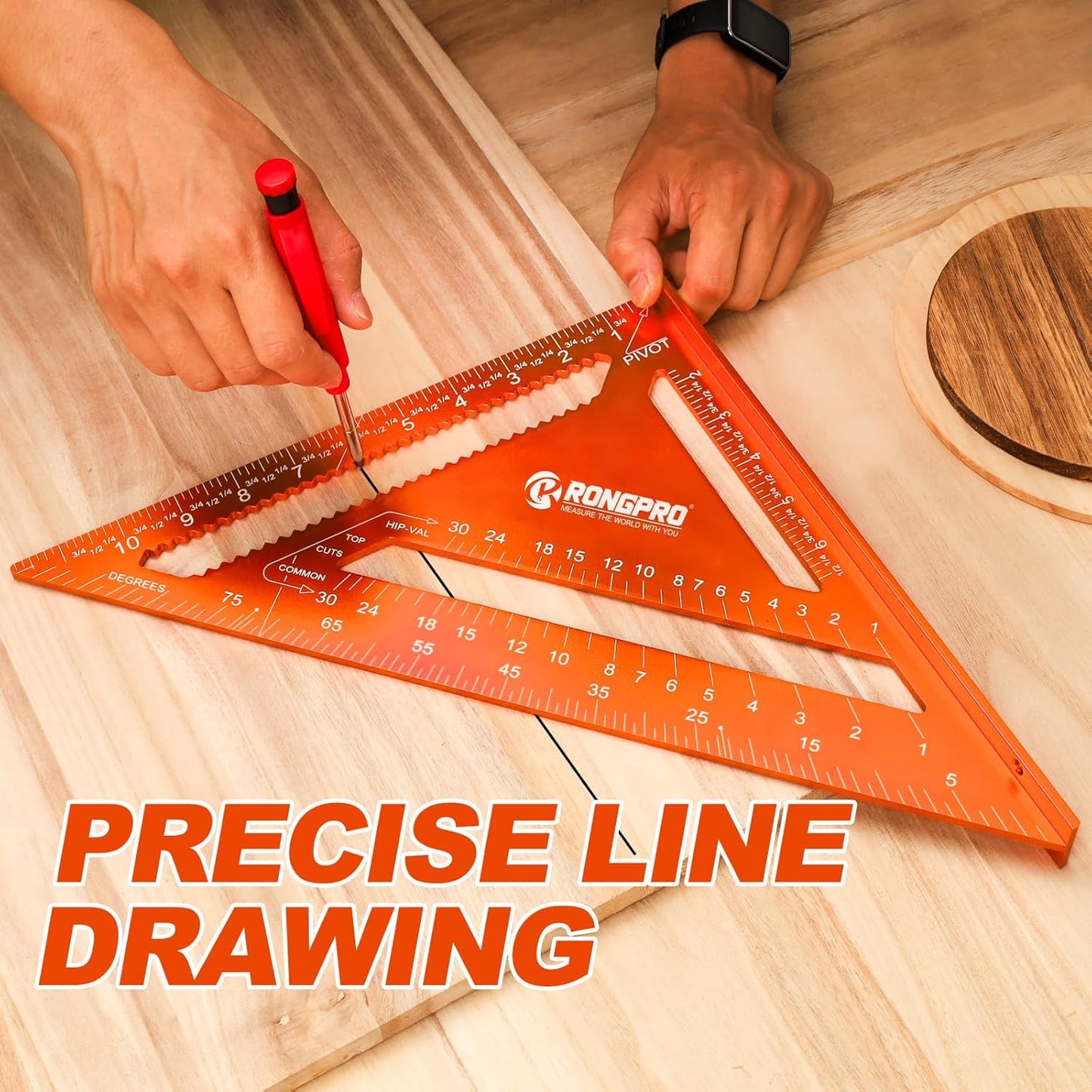 12 Inch Rafter Square, Carpenter Measuring Layout Tool, Aluminum Alloy Triangle Ruler Protractor for Woodworking and Carpentry - Imperial