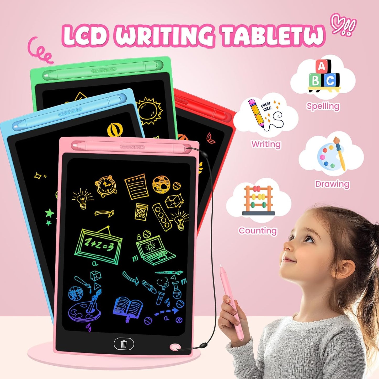 32 Pack LCD Writing Tablet for Kids - Erasable and Reusable Toddler Doodle Board in 8.5 inch, Ideal Drawing Pad for Learning Toy for Ages 3-8, Gift for Girls Boys