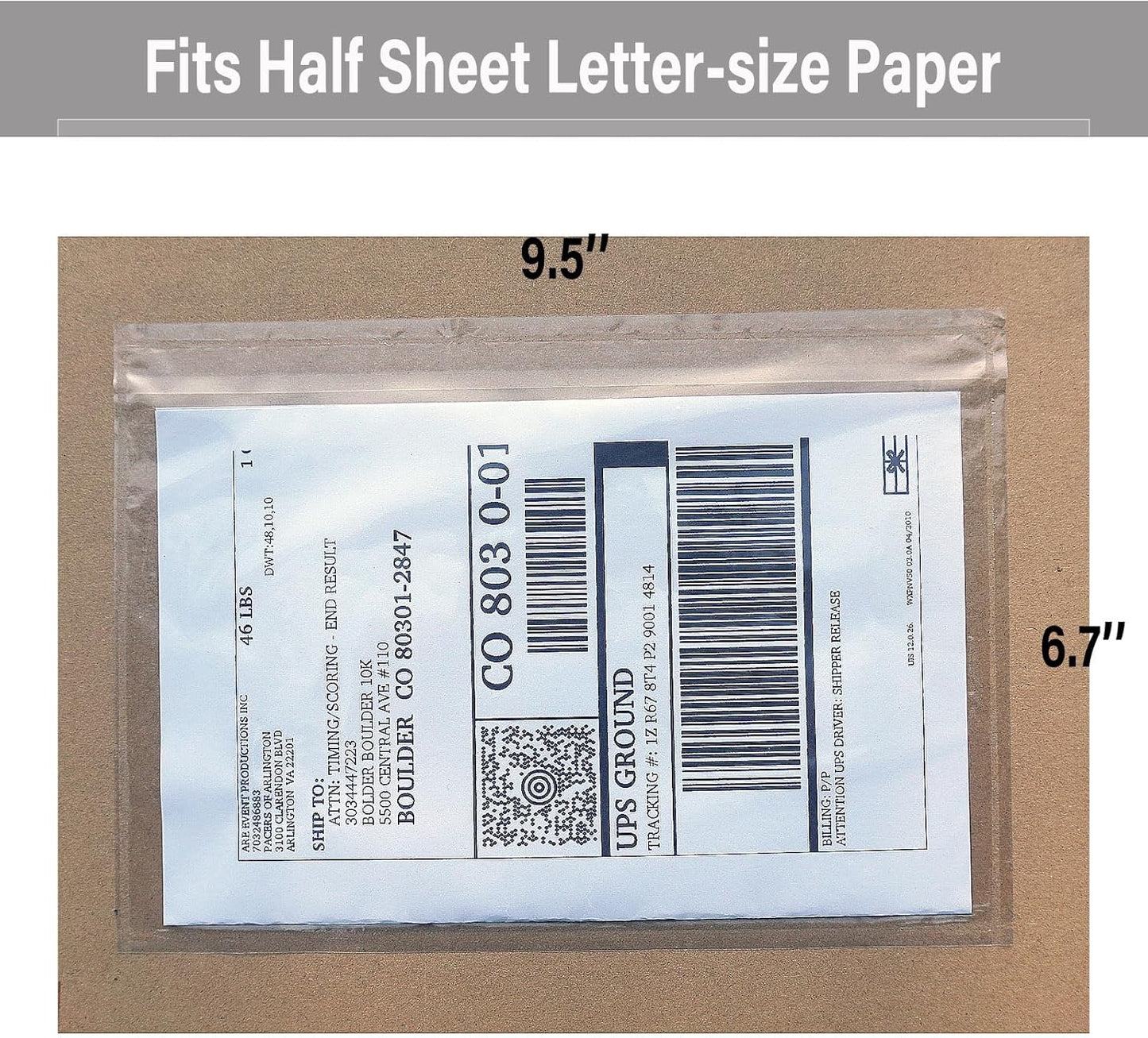 BEUYI Clear 9.5'' x 6.7'' Packing List Envelopes, Adhesive Shipping Label Pouches/Sleeves, Easily Fits Half of Letter-Size Paper (120 Pack)