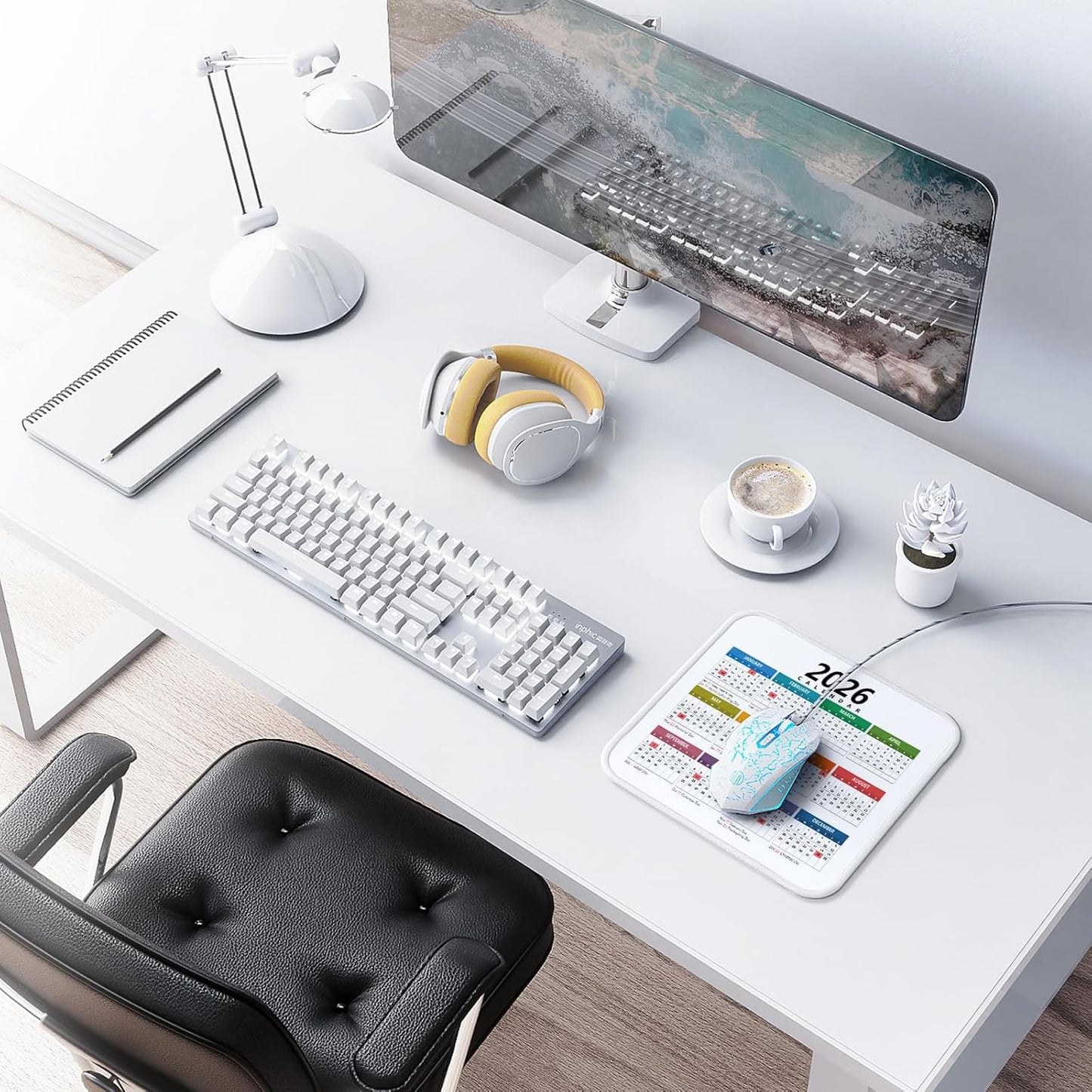 2026 Calendar Mouse Pad with Holidays, Computer Mousepad with Non-Slip Rubber Base, Ccolorful Mouse Pads for Computers Laptop Mouse 9.6 x 7.9 inch