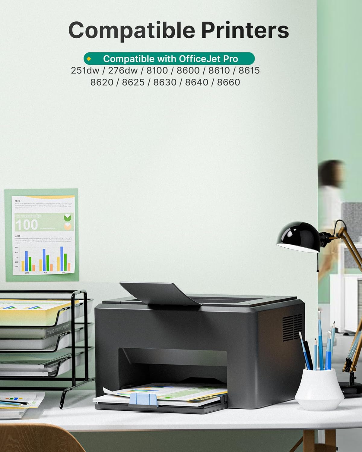 950XL 951XL Ink Cartridges Combo Pack Compatible for HP 950 951 Ink Cartridges Combo Pack for HP OfficeJet Pro 8600 8610 8630 8620 8615 8625 8100 276DW 251DW Printer(4 Pack Black Cyan Magenta Yellow)