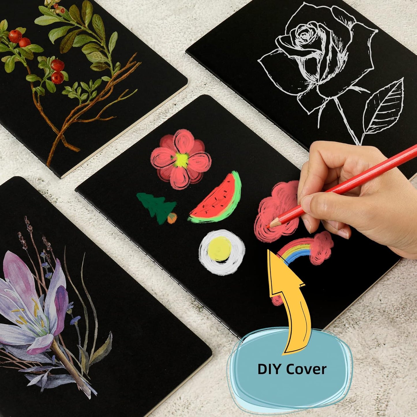 24 Pack Blank Notebook & Journal Bulk, Black Cover, Unlined Plain Thick Paper, A5 Size, 5.5x8.3 inch, 60 Page, Small Sketchbook Subject Note Pad Set for Women Men Kids Traveler Student Office