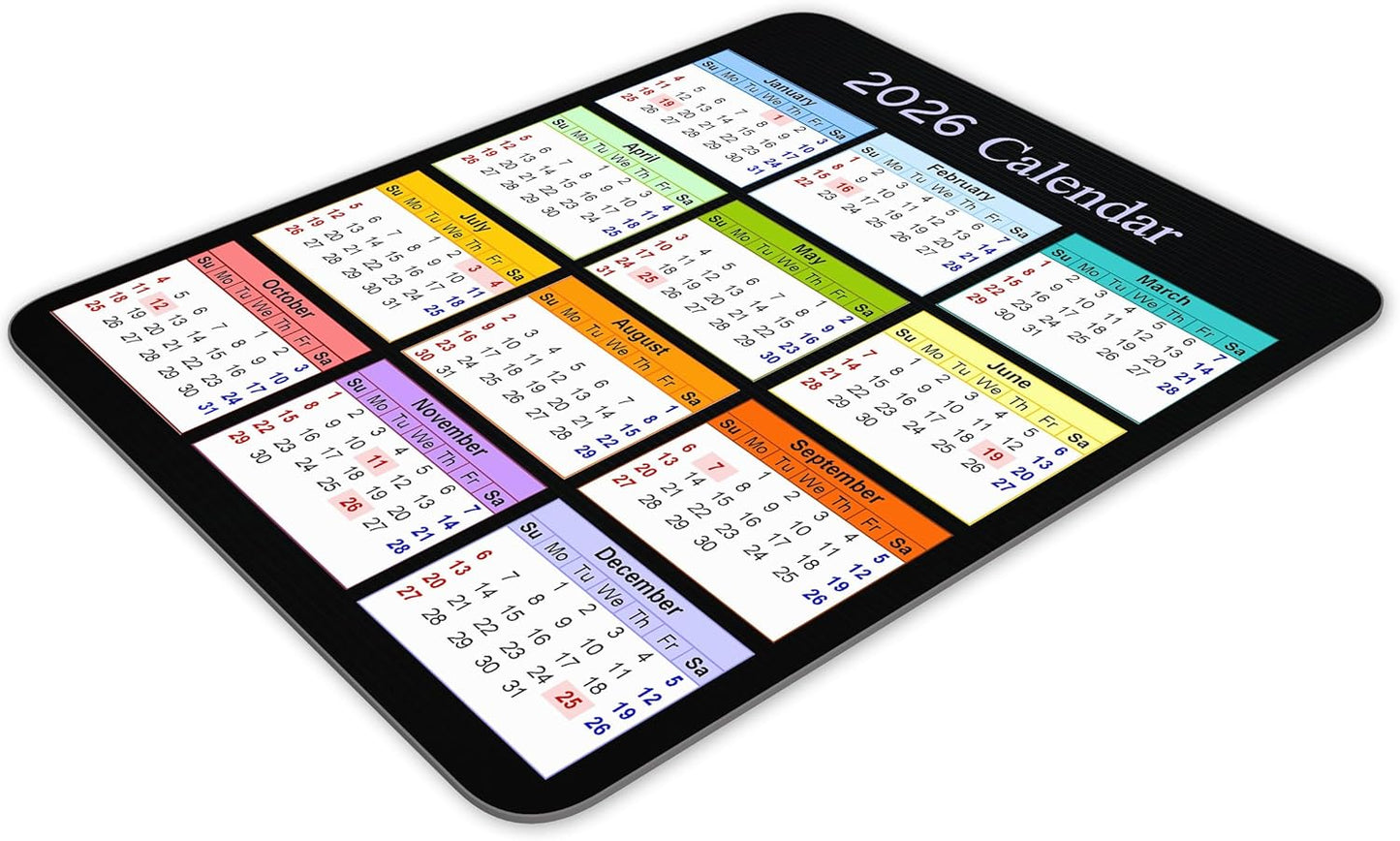 2026 Color Calendar Vertical EditionCalendar Mouse pad, Non-Slip Rubber Base Quality Creative Gaming Rectangle Personalized Desk Mouse Pad 9.5 inch x 7.9 inch