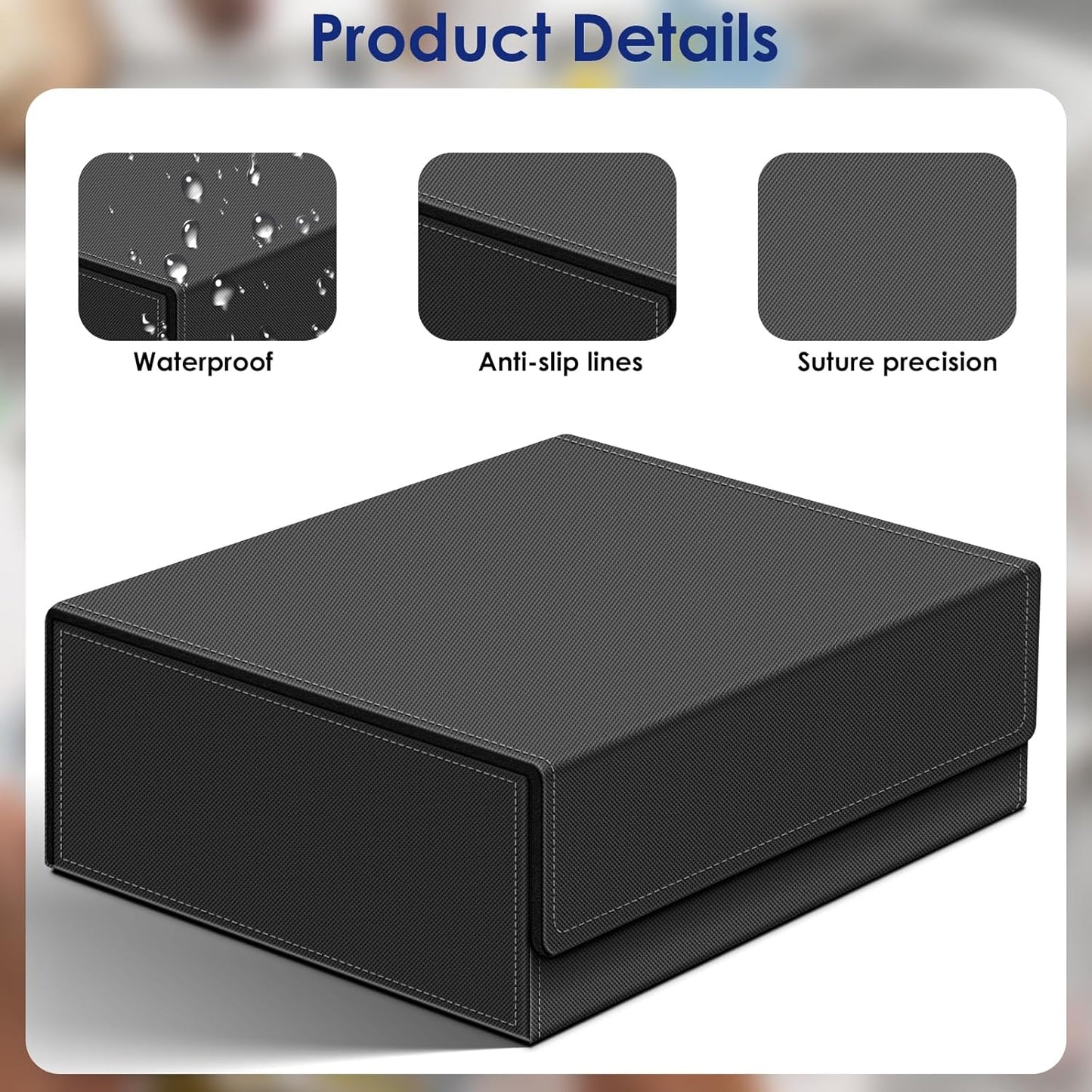 Homthy 1800+ Card Deck Case for Trading Cards, Leather Magnetic Closure Commander Card Storage Box Magic Card Protectors Fit for MTG TCG and Sport Cards