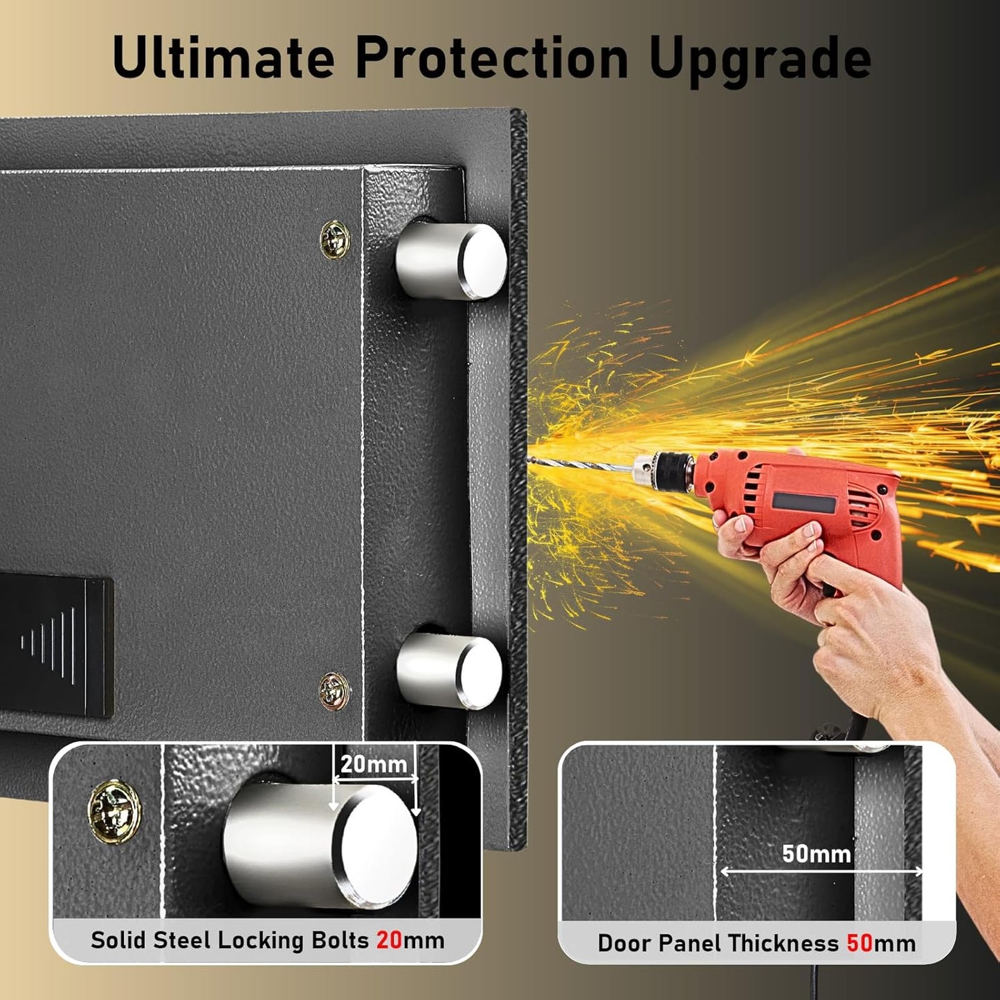 Home Safe Box, Digital Small Personal Safes, caja fuerte, Security Money Closet Electronic Lock Box with Keypad for Pistol Cash Jewelry, Document, Hotel, Dorm, Office (0.8cuft Black)