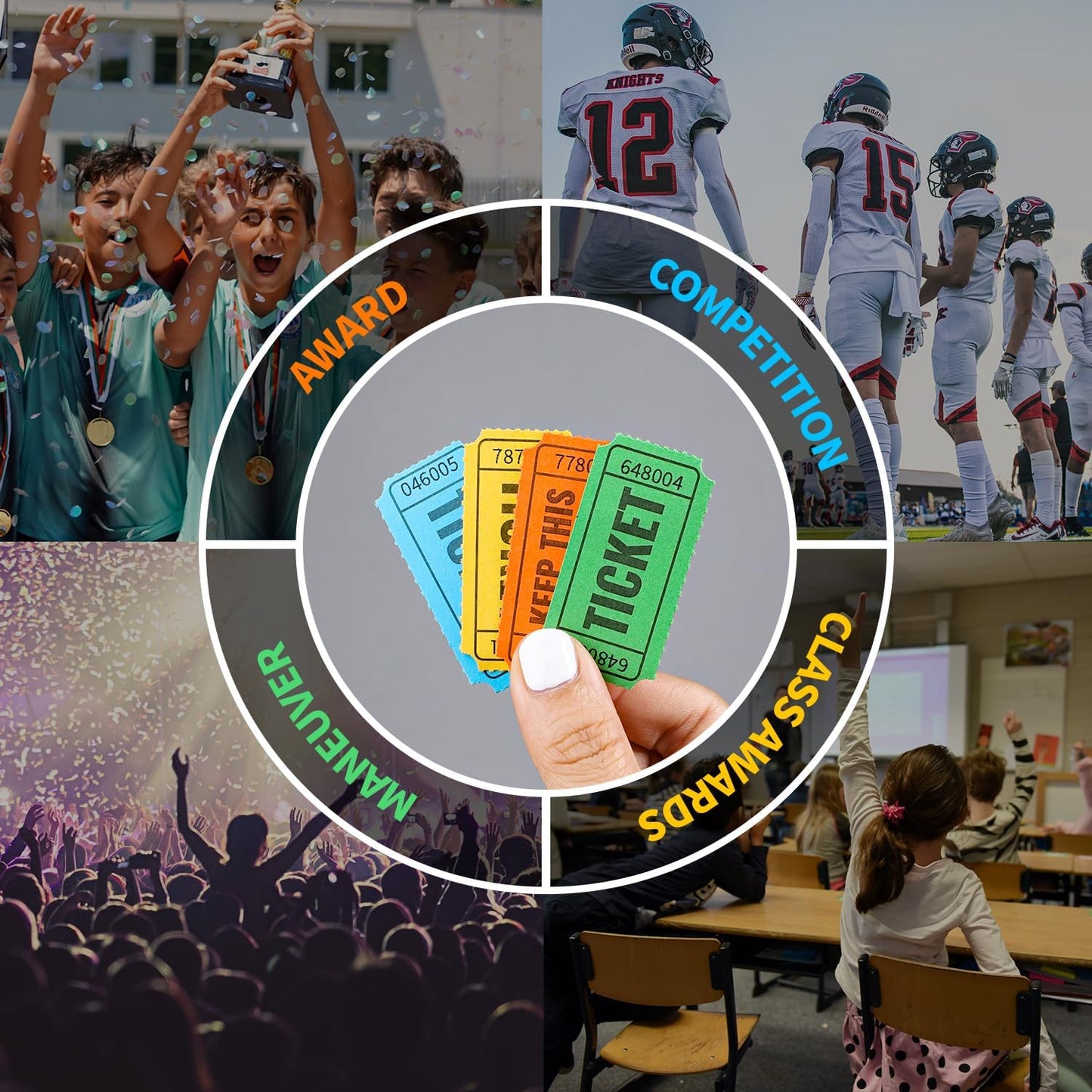 2000 Methdic Orange Raffle Tickets (4 Color Selection), Double Roll, Ticket for Events, Entry, Class Reward, Fundraiser & Prizes