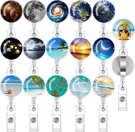 16pcs Badge Reels Retractable Badge Holders,Id Badge Holders Retractable with Clip,Cute Badge Reel for Men,Women,Girls 08