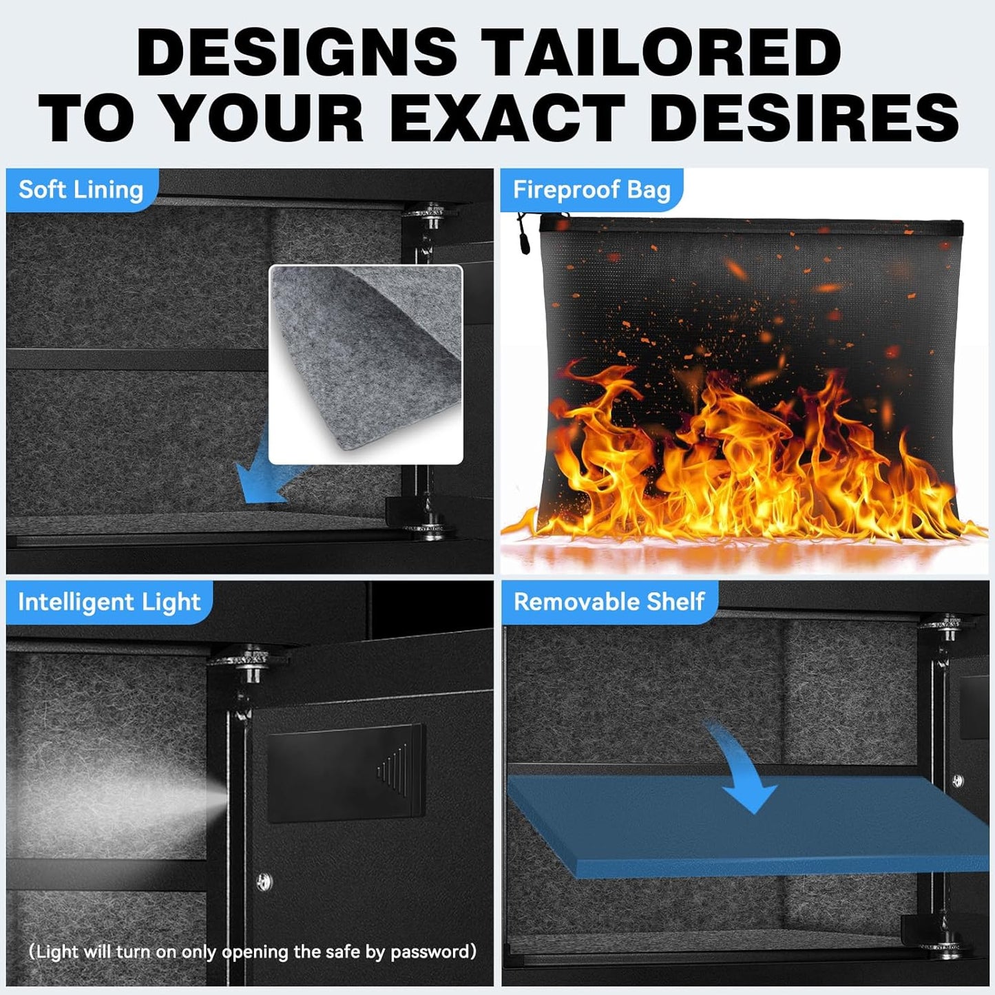 1.8 Cuft Small Safe Box with Fireproof Waterproof Bag, Safes for Home Documents, Anti-Theft Safety Box With Digital Keypad, Smart Alert System, Spare Keys, Personal Safe for Cash Money