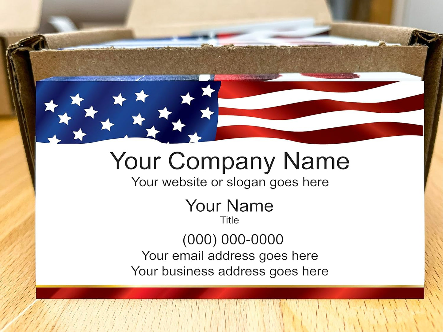IMPACTONLINEPRINTING, Business Cards 100pcs - Thick Smooth16Pt Paper(350gsm), Us Flag-2