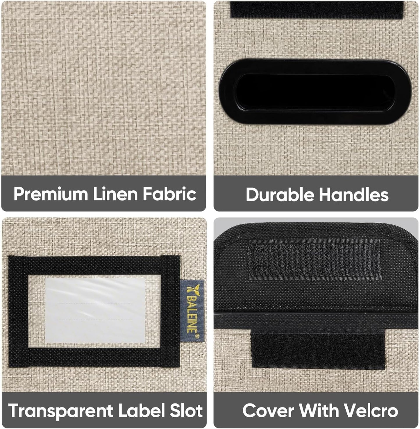 BALEINE File Organizer Box with Lid, Collapsible File Folder Organizer with Plastic Slide, Hanging File Folder Box for Office Document Storage (1 Pack, Beige, S)