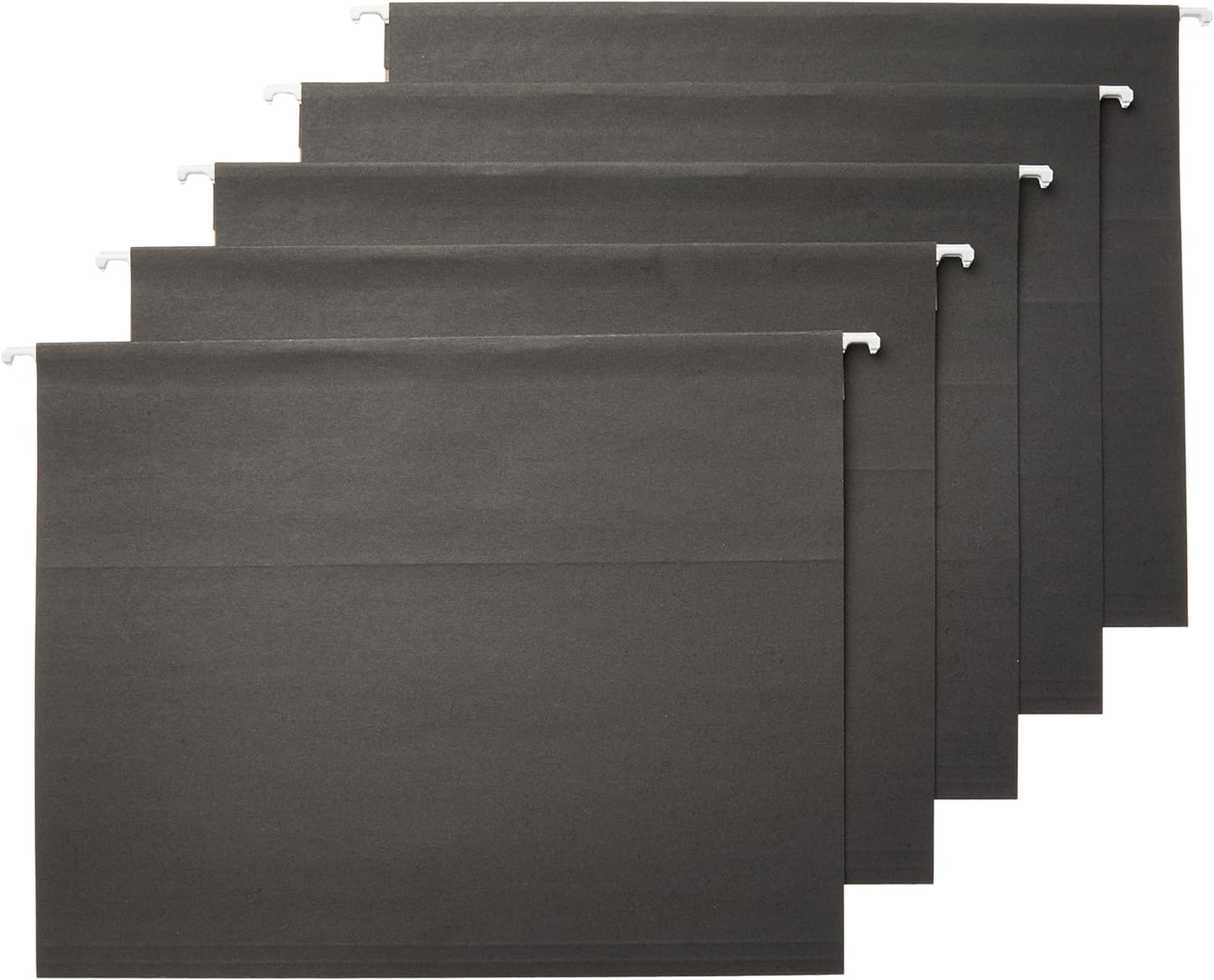 Amazon Basics Hanging File Folders, Letter Size, 8.5x11 inches, Black, 25-Pack