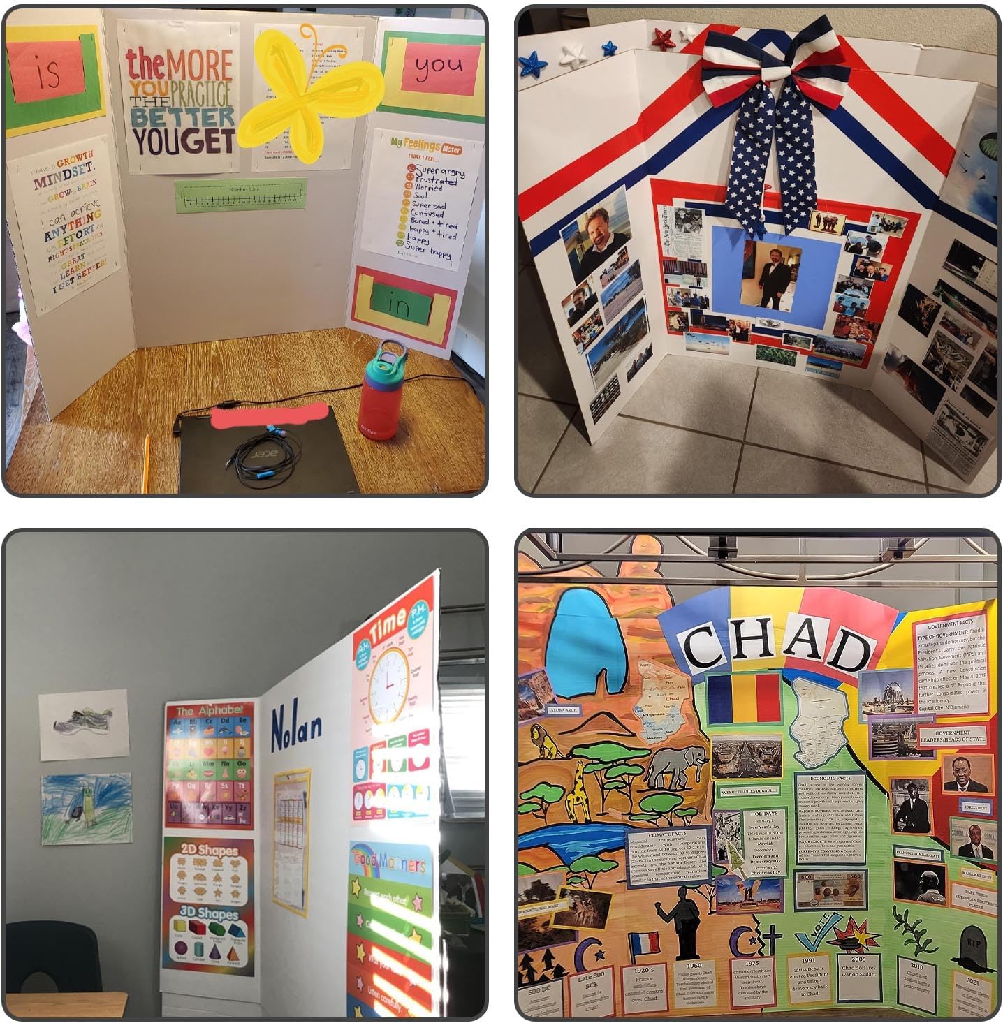 3 pcs Small White Tri-Fold Display Boards, 21 x 14 Inches Corrugated Trifold Poster Boards for School Projects, Science Fairs, Business Presentations and Exhibitions