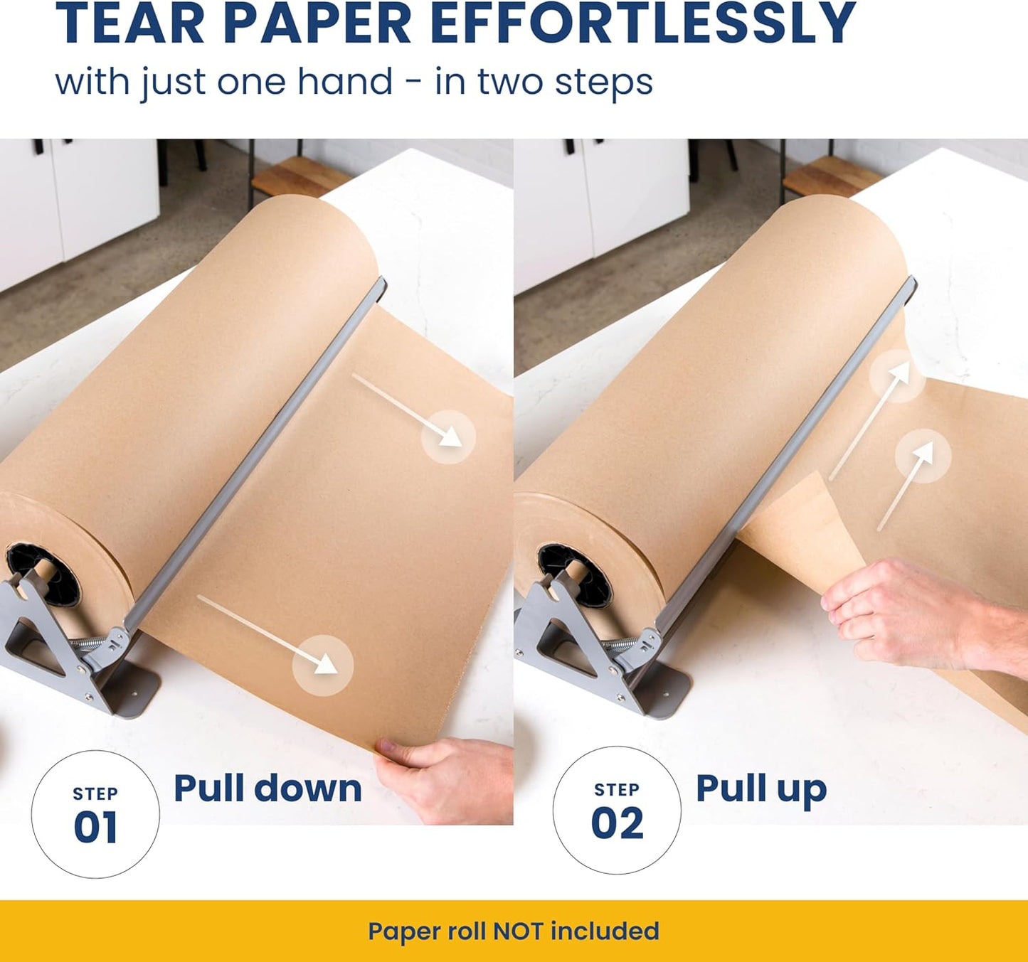 DIY Crew 18 Inch Paper Roll Dispenser and Cutter - Heavy-Duty Wall Mountable, Non Slip Tabletop - Kraft, Freezer, Butcher Paper - Up to 1000ft Rolls
