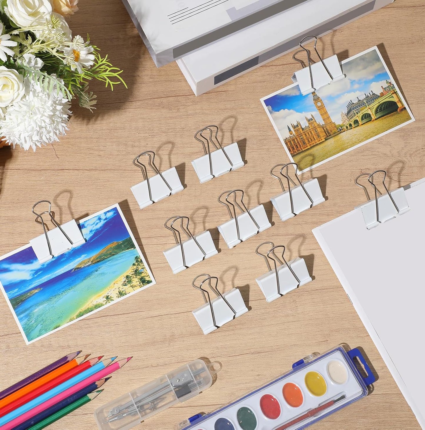 Jetec 200 Pcs Extra Large Binder Clips Bulk 2 Inch Metal Jumbo Binder Clips Office Supplies White Paper Clamps for Teachers Students Office Business Supplies