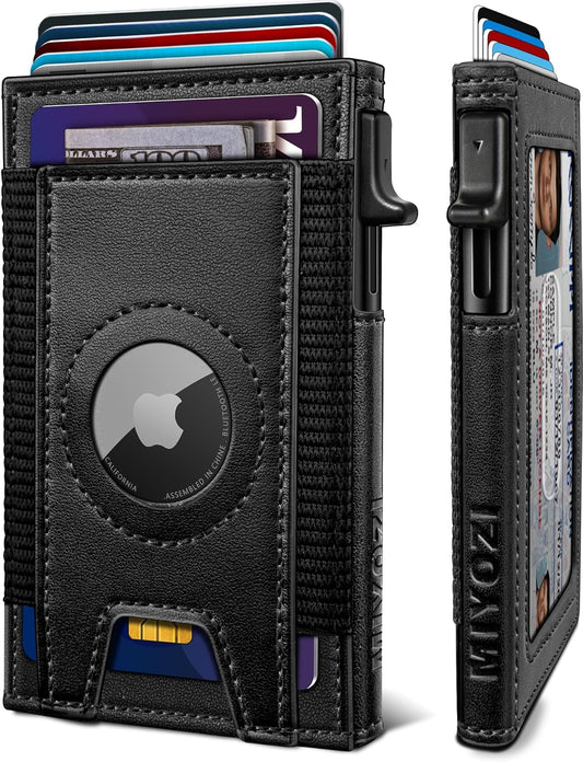 Airtag Wallet for Men, Slim Pop Up Credit Card Holder RFID Blocking Mens Minimalist wallet for 7-9 Cards ID Window, with Gift Box