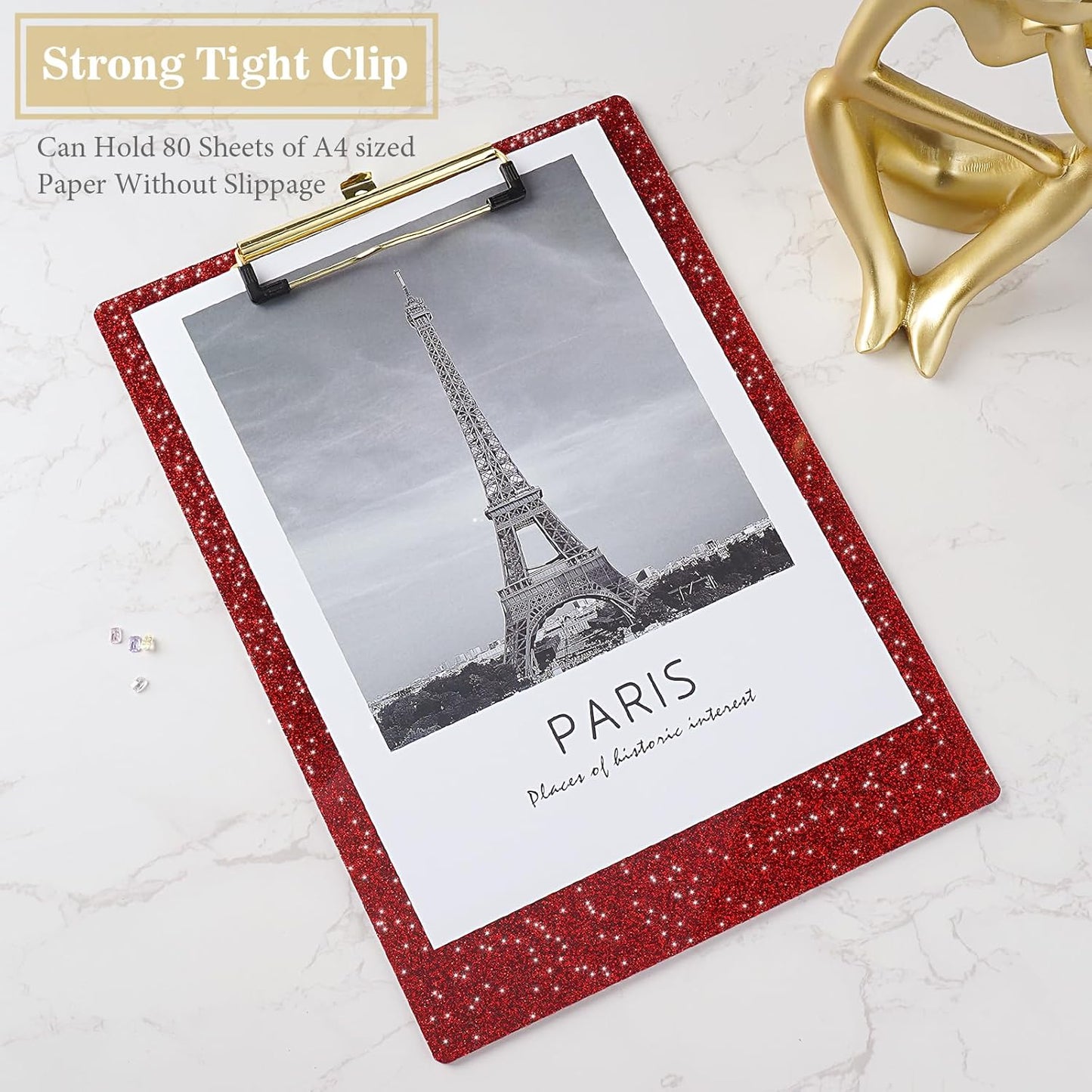 Hongri Plastic Acrylic Glitter Clipboard, 8.5x11" Stardard Letter A4 Size Clipboards for Classroom, Taecher, Women.Cute Confetti Clip Board, Office Supplies, School Supplies.