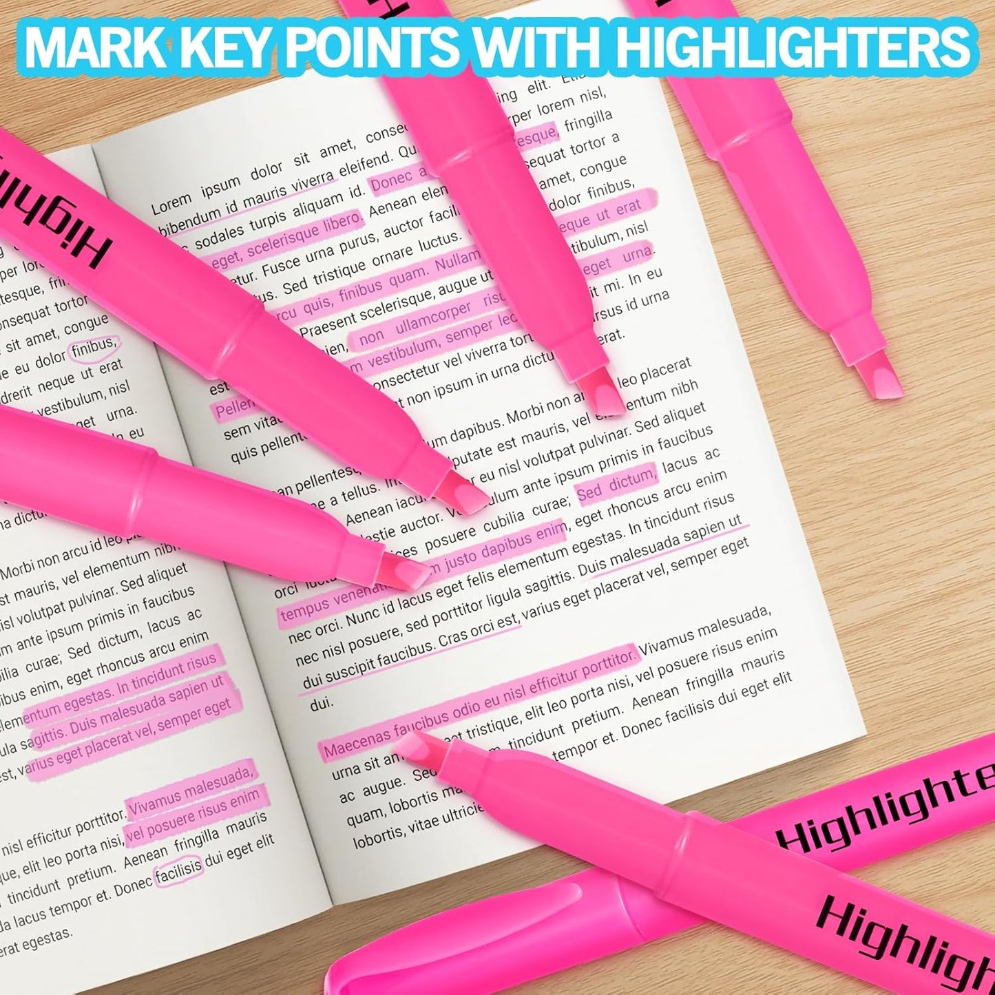 Highlighters Bulk - Quick-Dry No Bleed Markers for Office Classroom School Supplies Adults Kids Teachers Students (Pink, 30)