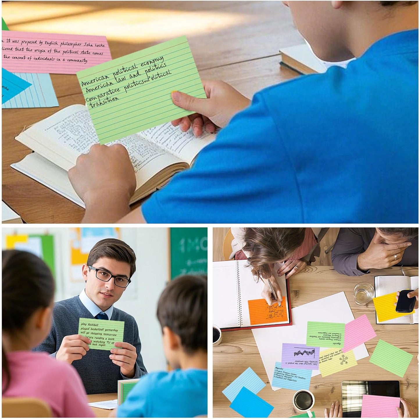 Koogel 4x6 Index Cards, 180 Count, Colored Large Index Card Lined Ruled both Side for Back to School, Heavy Notecard Flashcard for Studying School College Office Supplies, 9 Assorted Colors