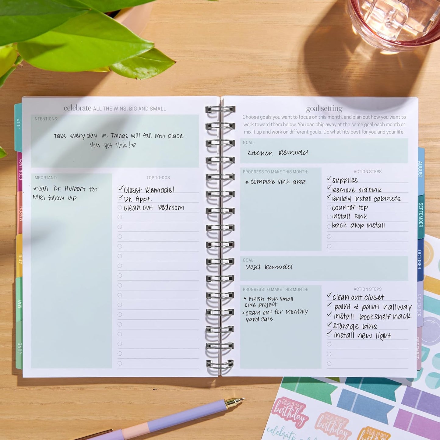 Inspired by Erin Condren A5 Undated Weekly & Daily Planner – 12-Month Spiral Agenda, Non-Dated Monthly Planner with Stickers, Spectrum Design (January 2025 - December 2025)