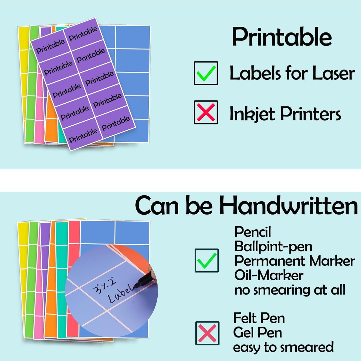 240 PCS Colored Labels Stickers 3 x 2 Inch Rectangular Moving Labels 8 Colors Large Color Coding Labels - Light Color
