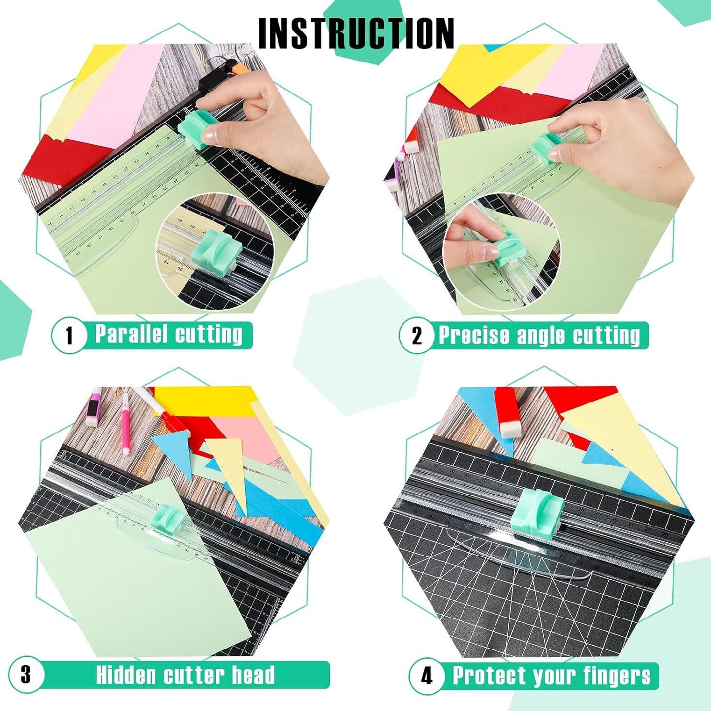 Mudder 10 Pieces Paper Cutter Replacement Blade Cutting Replacement Blades Refill for A4 Black and White Paper Trimmer(Mint Green)